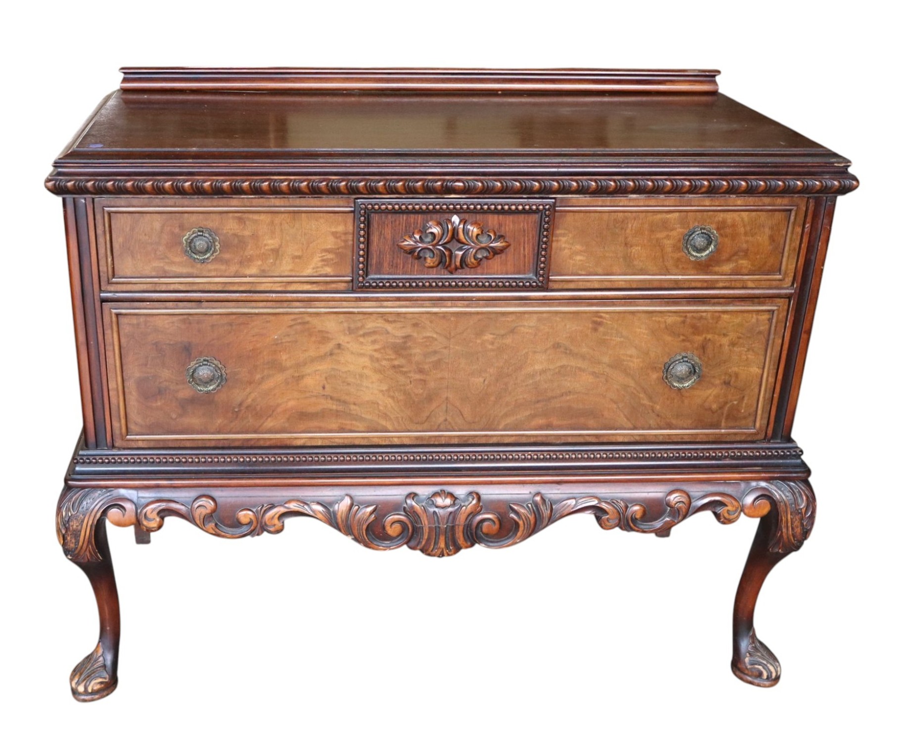 Antq Crvd Burl Walnut 2-Dr Server JB Vansciver Orig