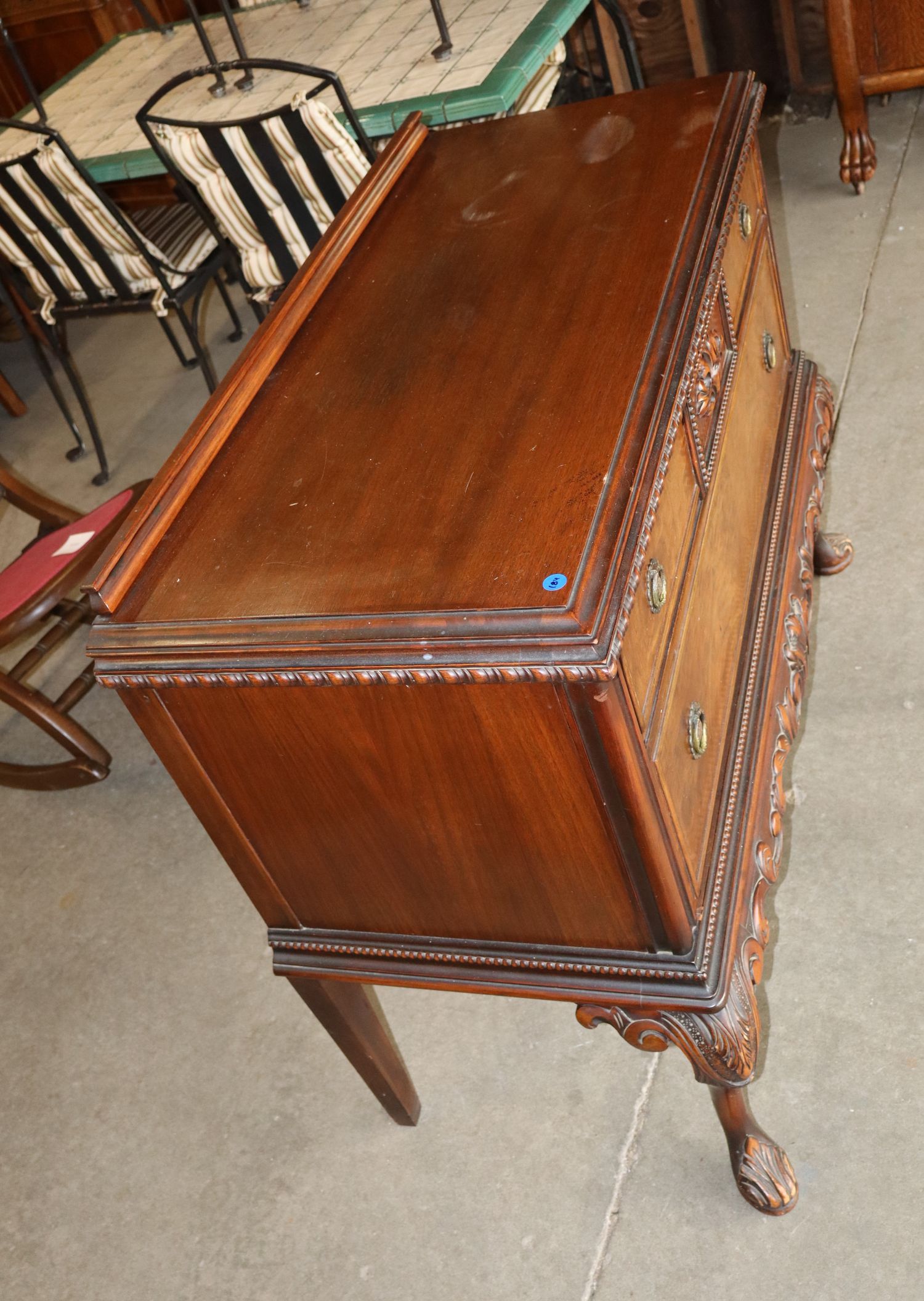 Antq Crvd Burl Walnut 2-Dr Server JB Vansciver Orig
