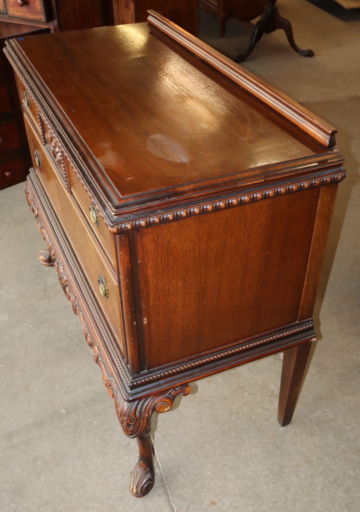 Antq Crvd Burl Walnut 2-Dr Server JB Vansciver Orig