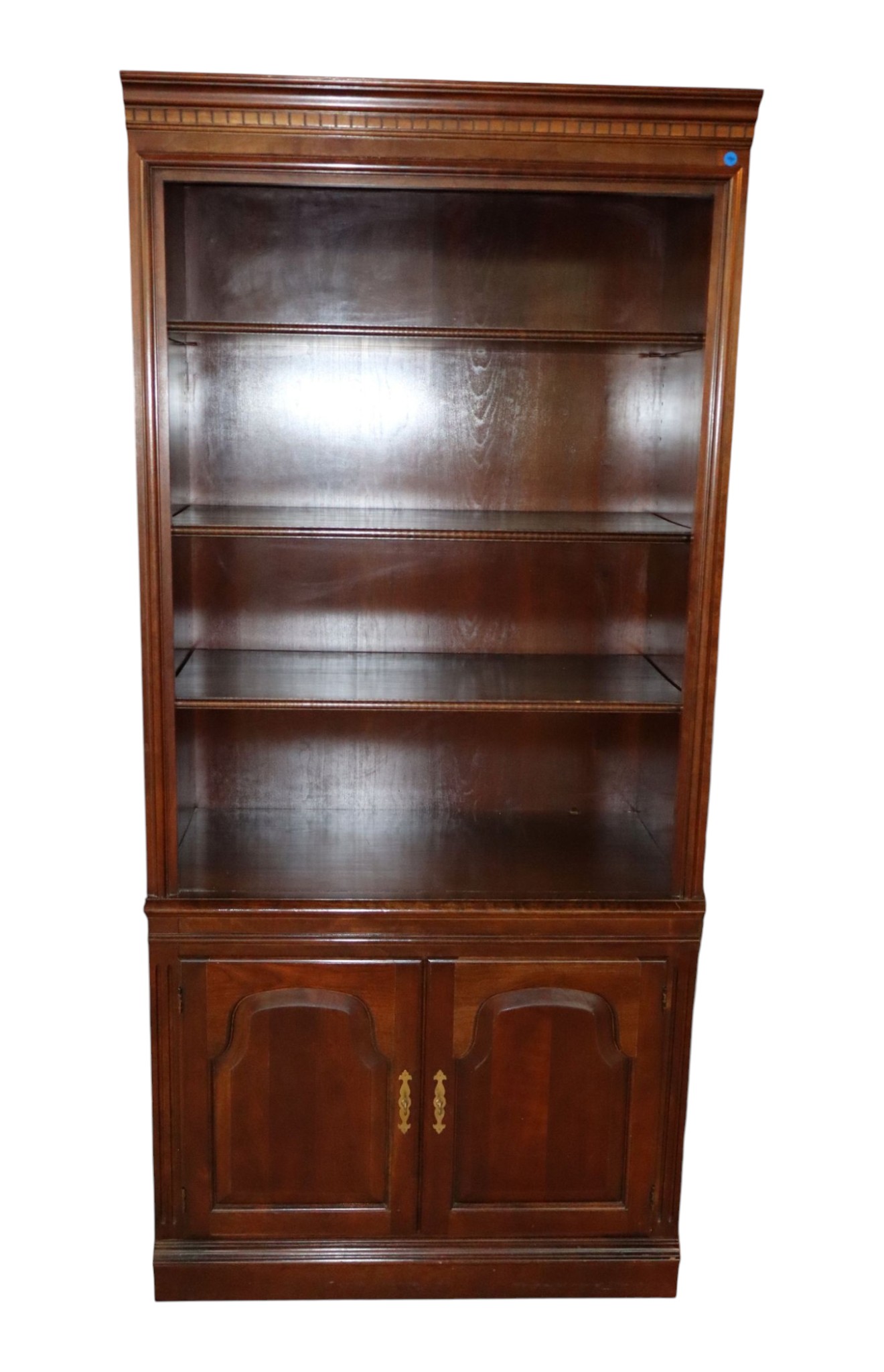 Cherry Open Front Bookcase W/ 2-Dr Base Orig Finish