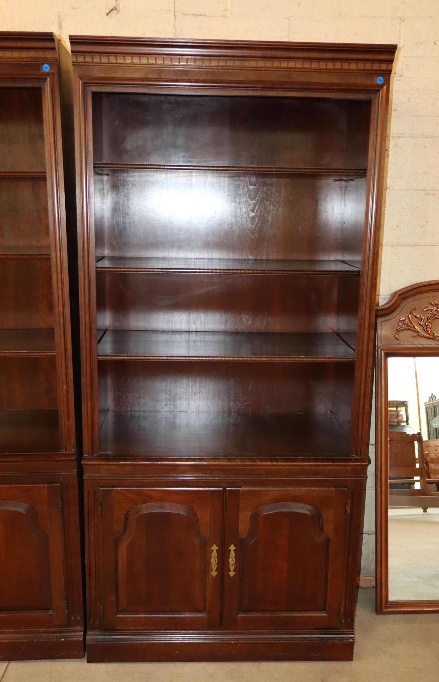 Cherry Open Front Bookcase W/ 2-Dr Base Orig Finish
