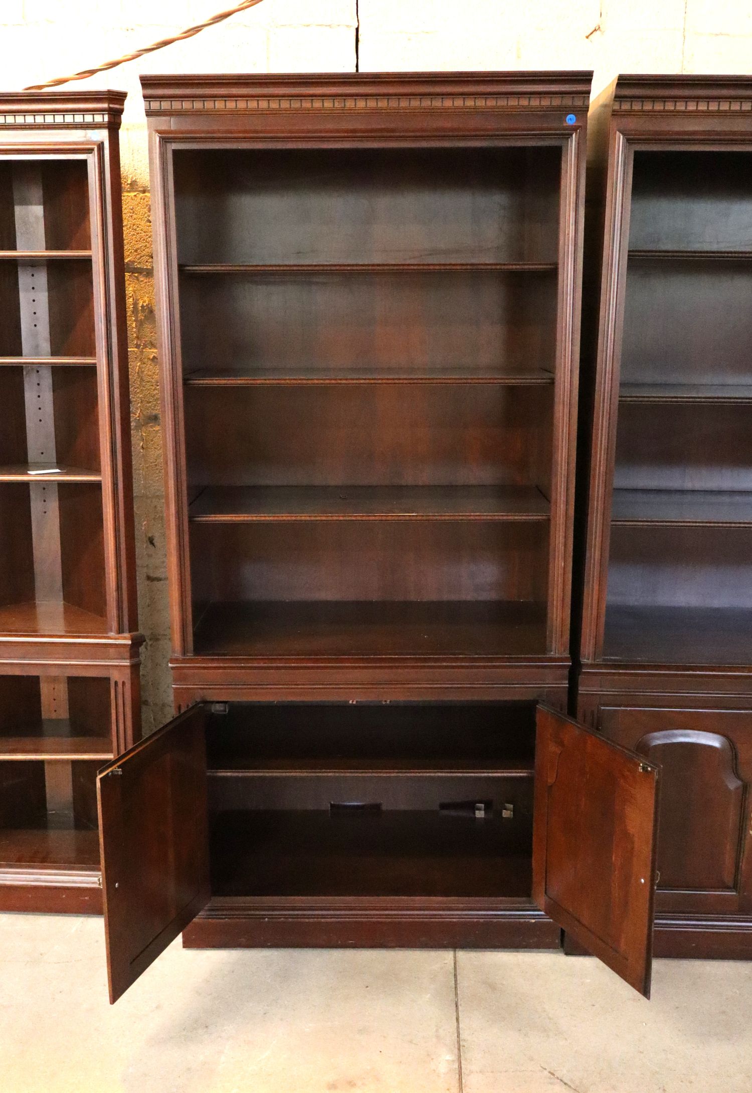 Cherry Open Front Bookcase W/ 2-Door Base Orig Fin