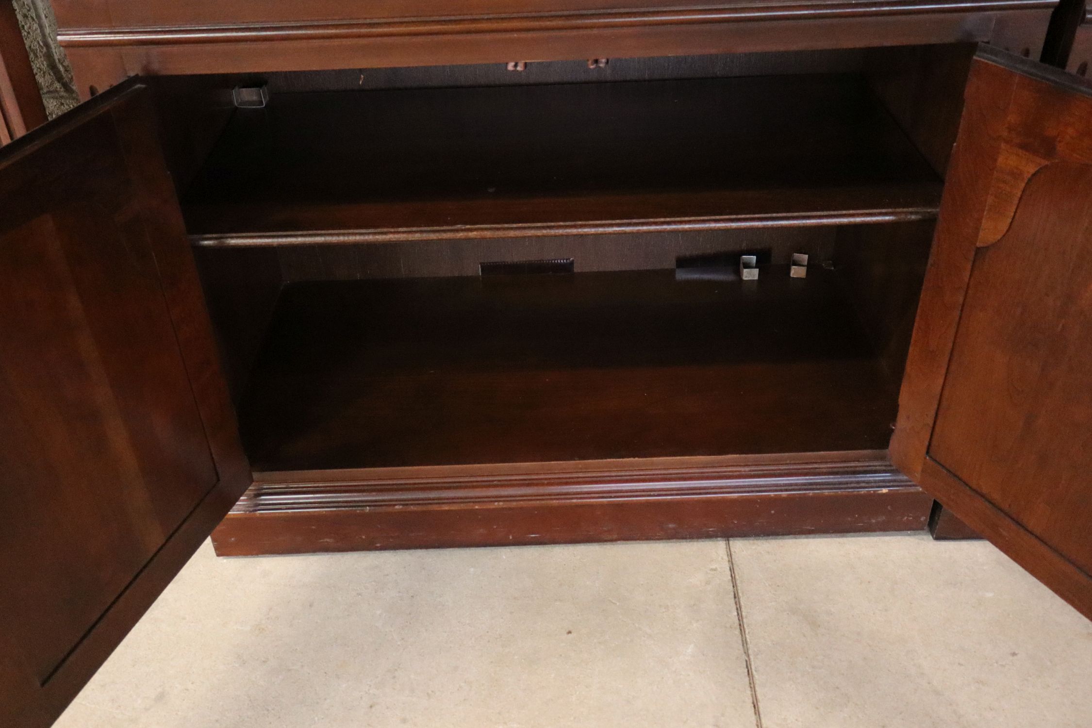 Cherry Open Front Bookcase W/ 2-Door Base Orig Fin