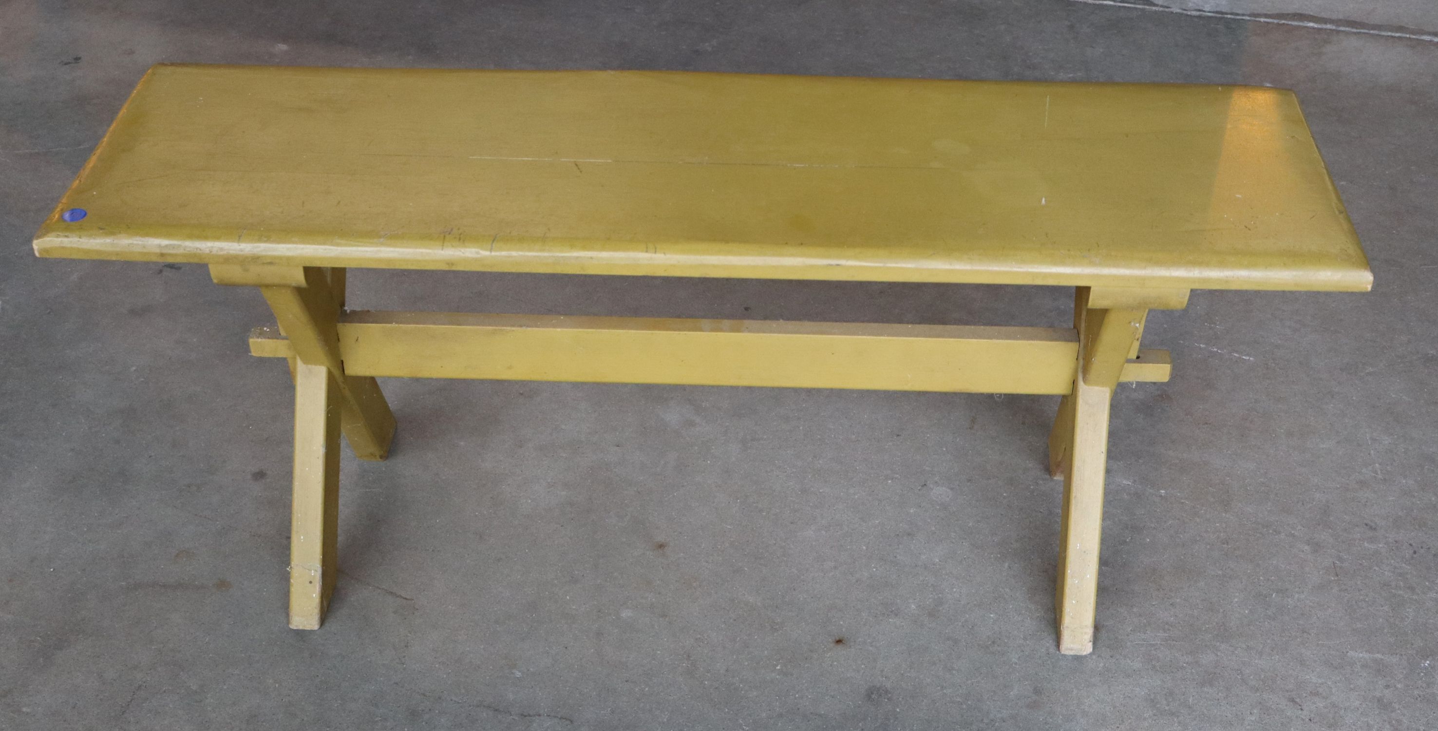Semi Antq Primitive Cross Buck Porch Crock Bench