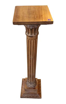 Fluted Column Pedestal Solid Wood Natural Finish. Fluted column pedestal solid wood in natural 