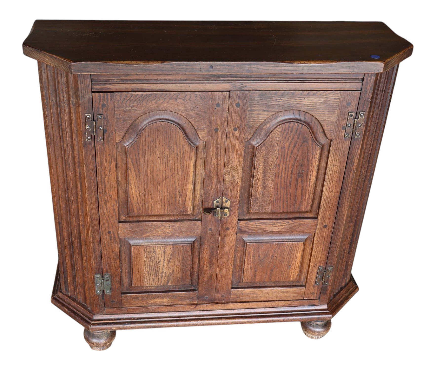 VTG 2-Door Oak Walnut Console Cabinet Bun Feet Orig