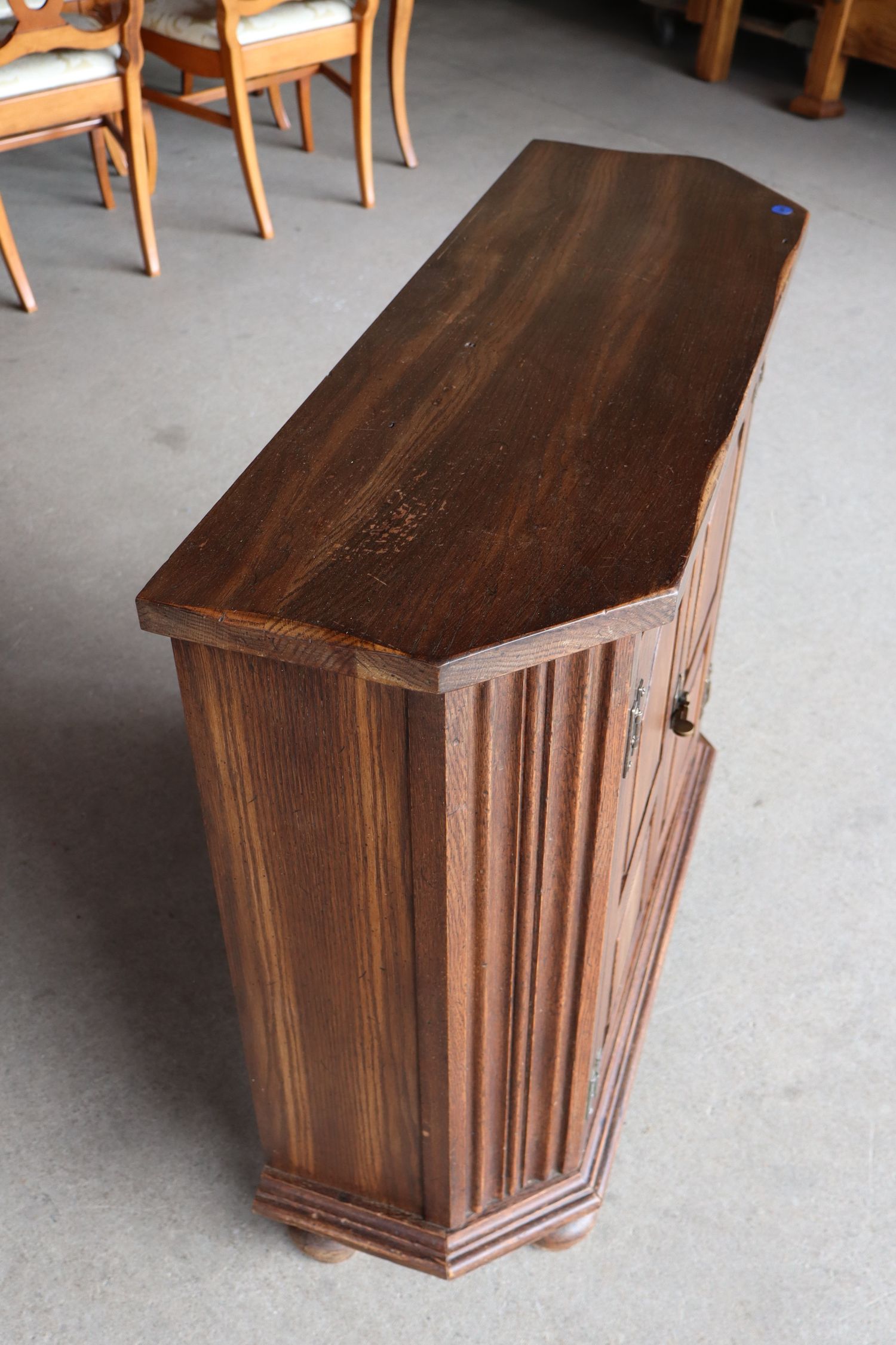 VTG 2-Door Oak Walnut Console Cabinet Bun Feet Orig