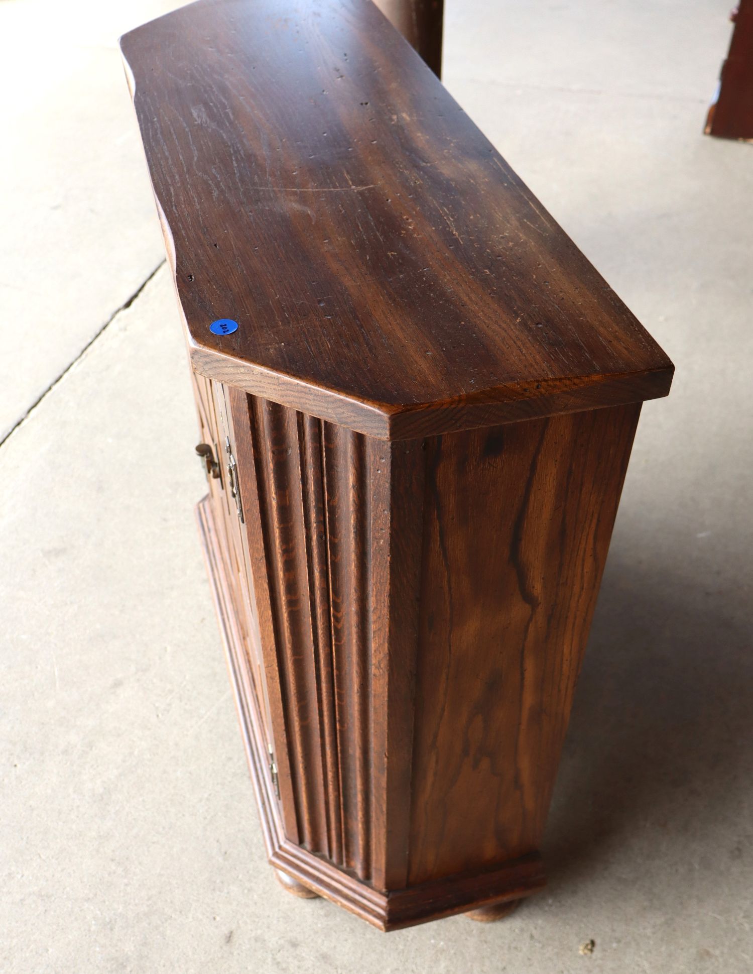 VTG 2-Door Oak Walnut Console Cabinet Bun Feet Orig