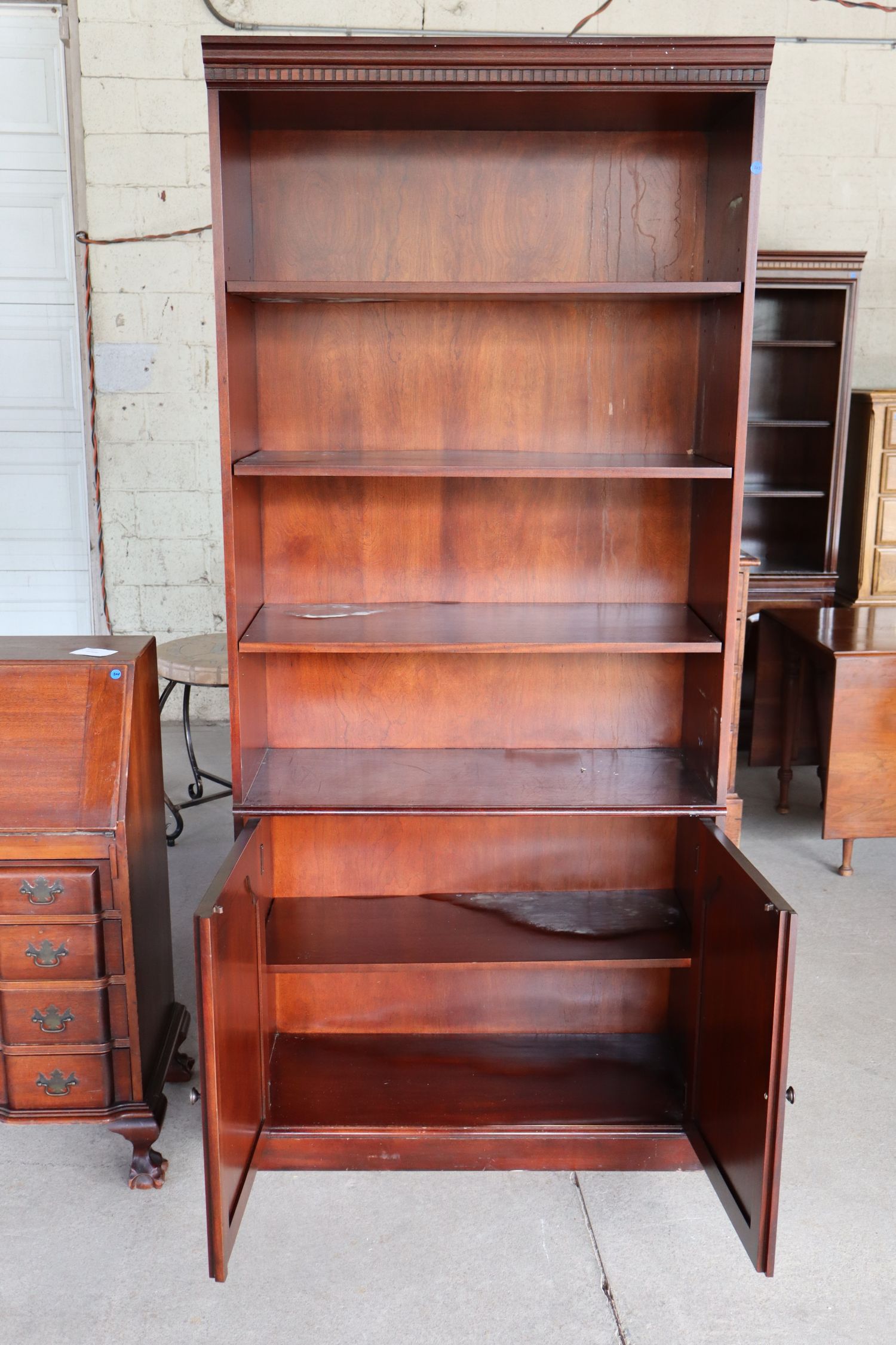 Hekman Mahog Open Front Bookcase Orig Found Cond