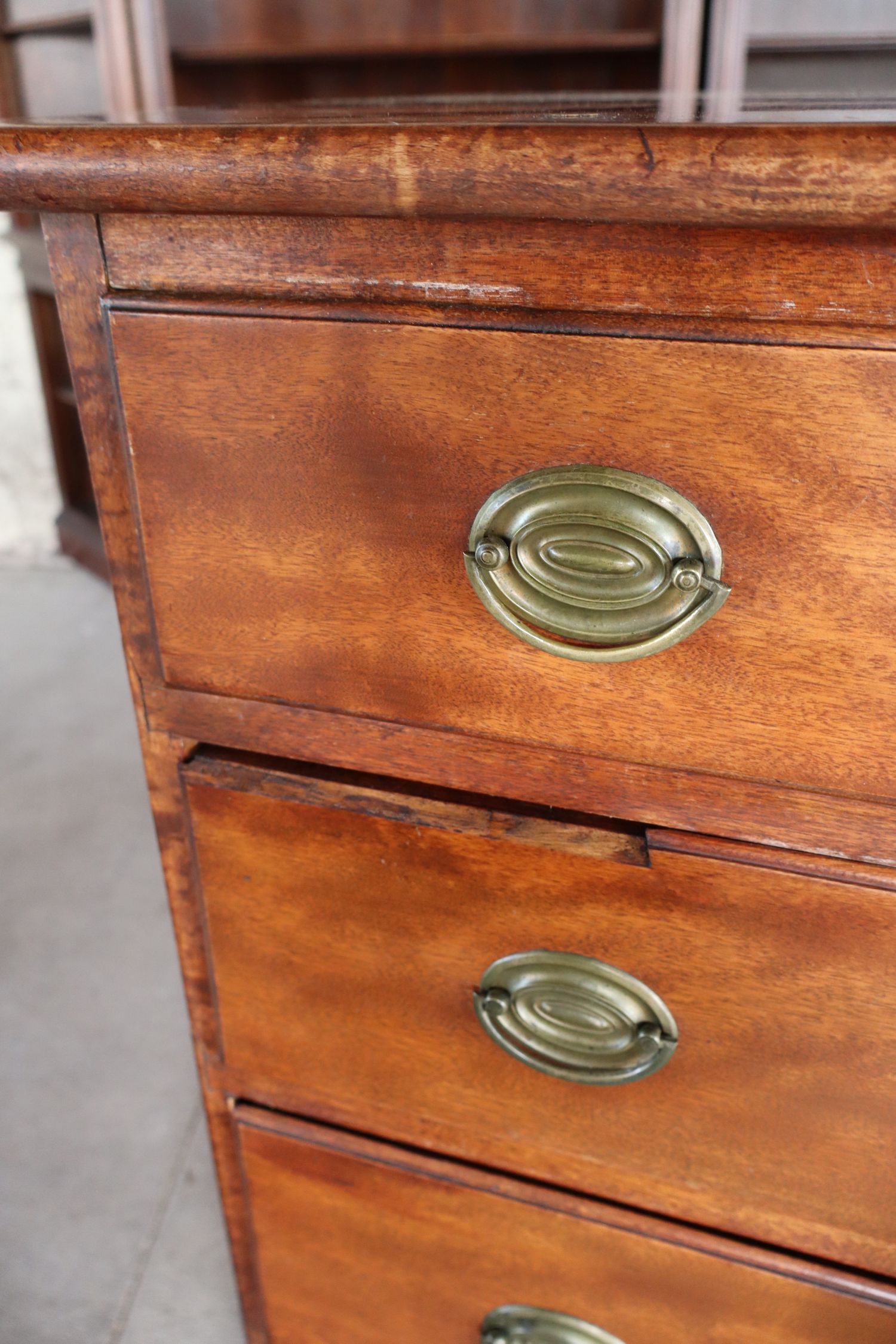 Antq 1840s Tiger Maple Cherry 4-Dr Chippendale Chest
