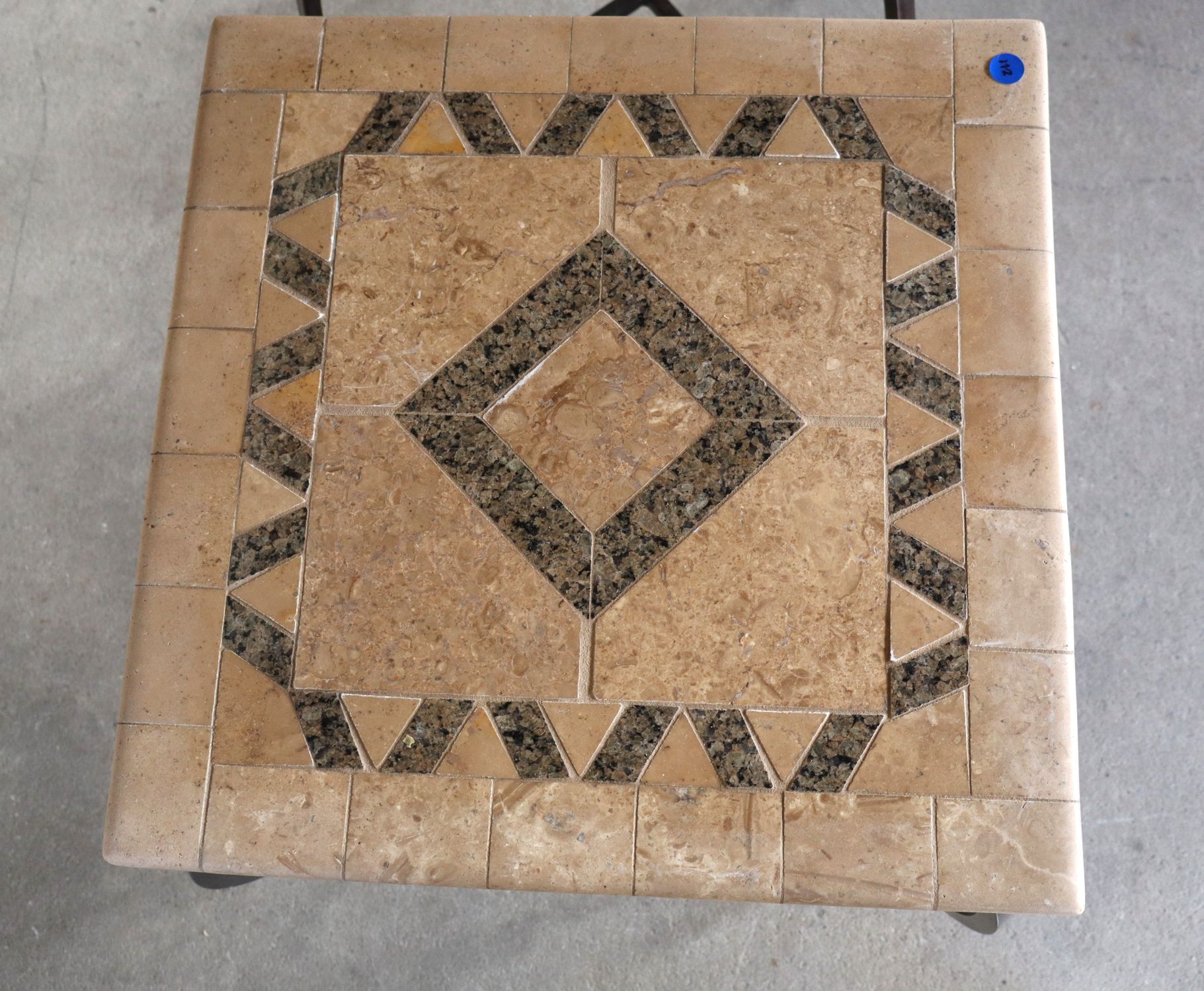 Pr Mosaic Granite Stone Top Iron Base Decor Tables