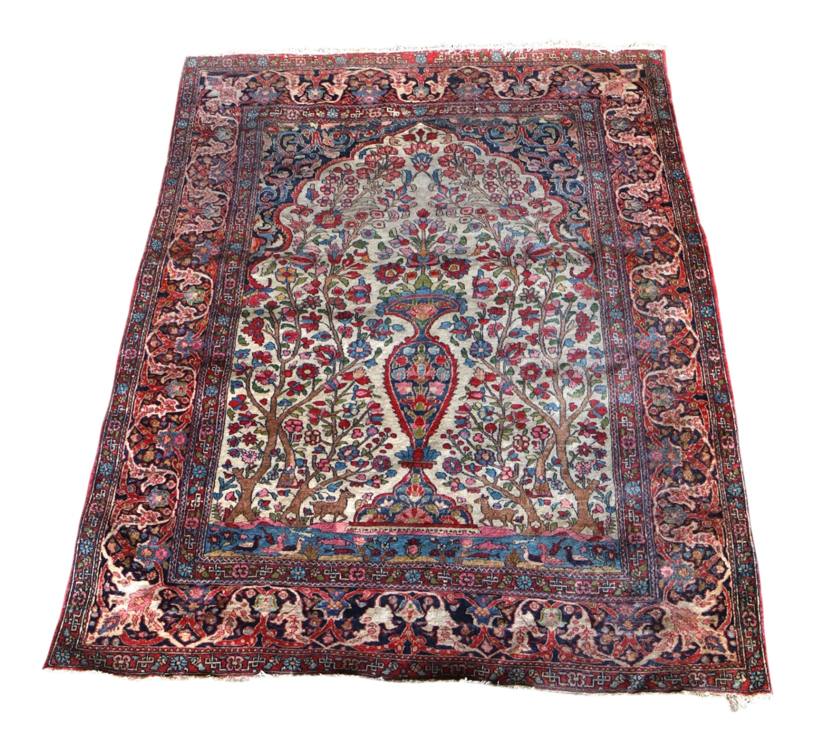 Antq Hand Stitched Wool Rug Tree of Life Pattern