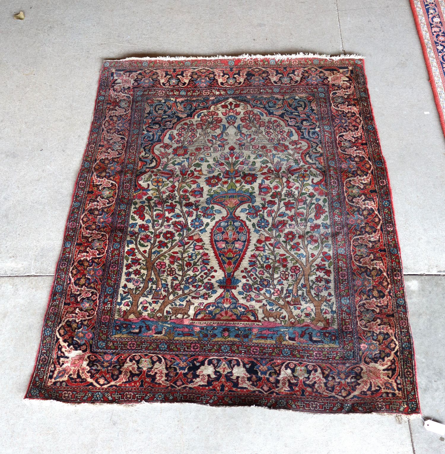 Antq Hand Stitched Wool Rug Tree of Life Pattern