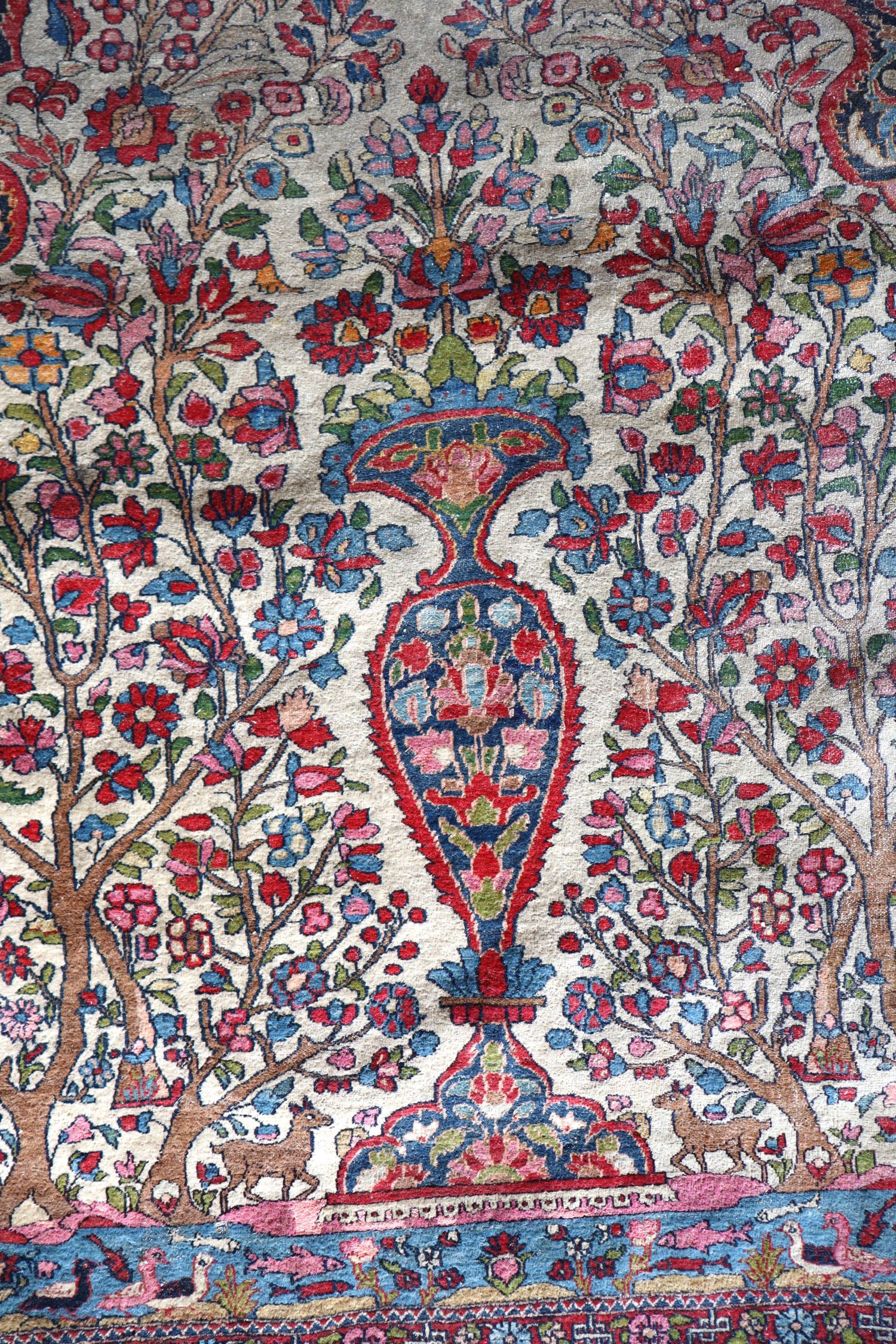 Antq Hand Stitched Wool Rug Tree of Life Pattern