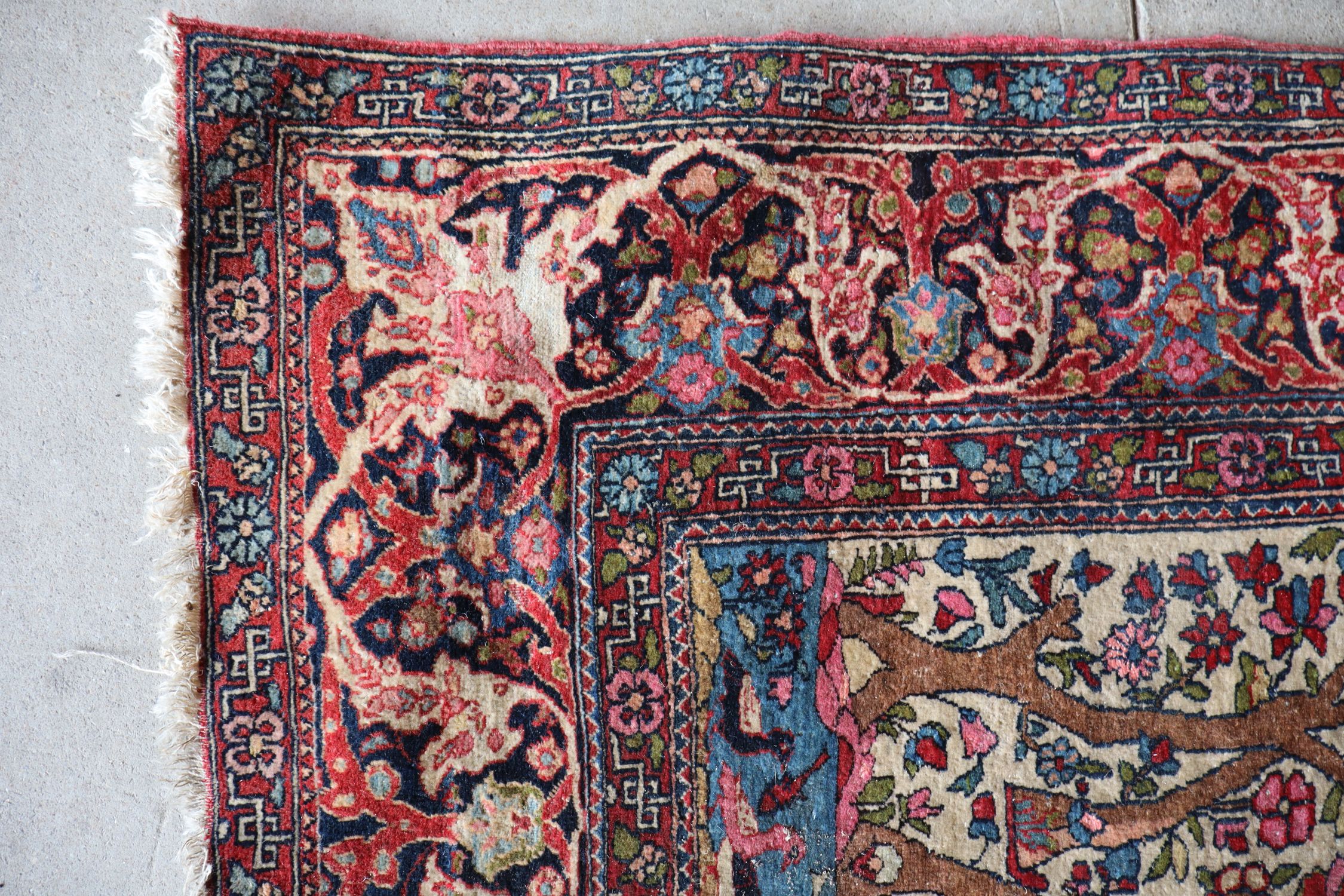 Antq Hand Stitched Wool Rug Tree of Life Pattern