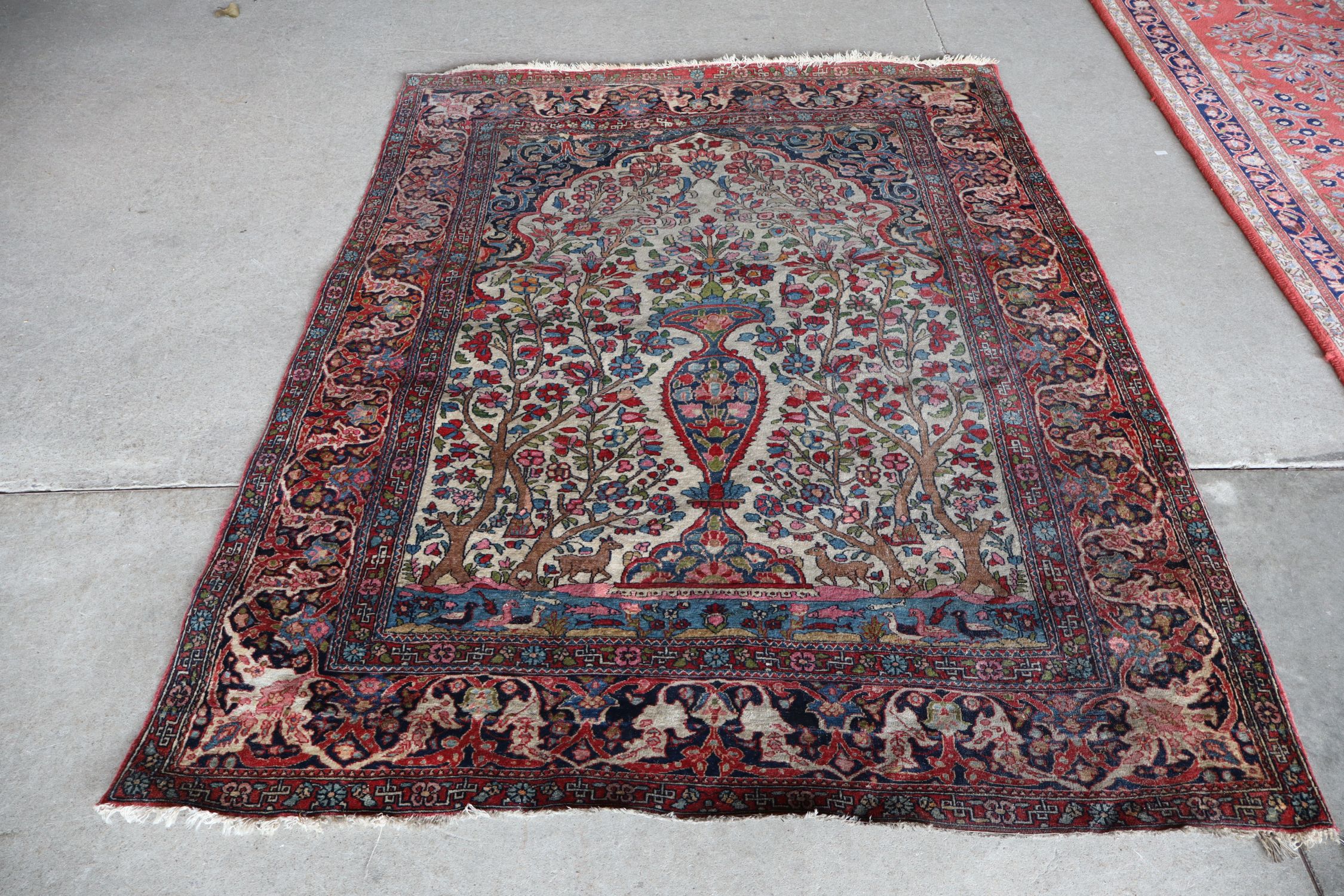 Antq Hand Stitched Wool Rug Tree of Life Pattern