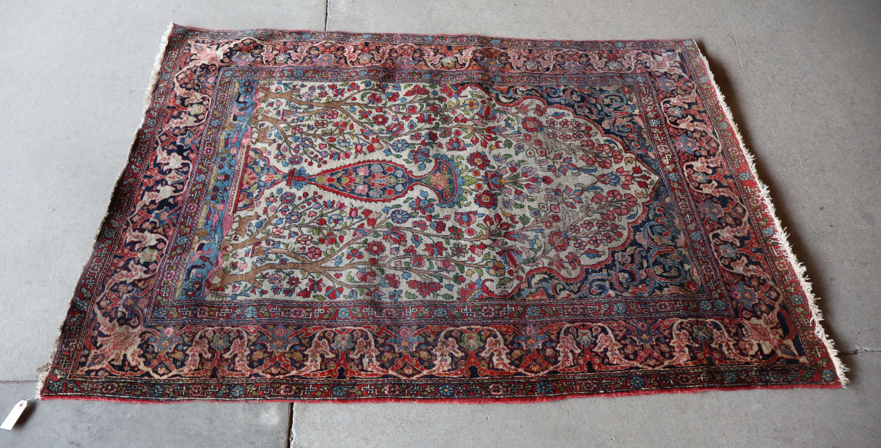 Antq Hand Stitched Wool Rug Tree of Life Pattern