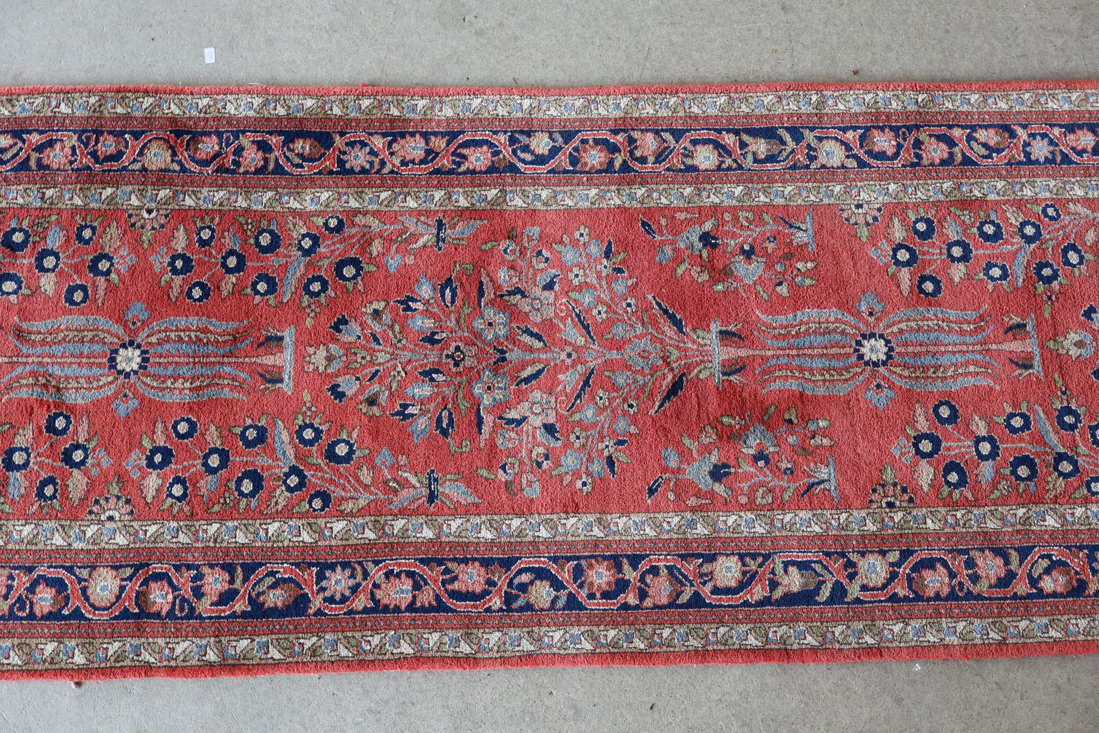 Hand stitched wool runner rug 14ft 32x169