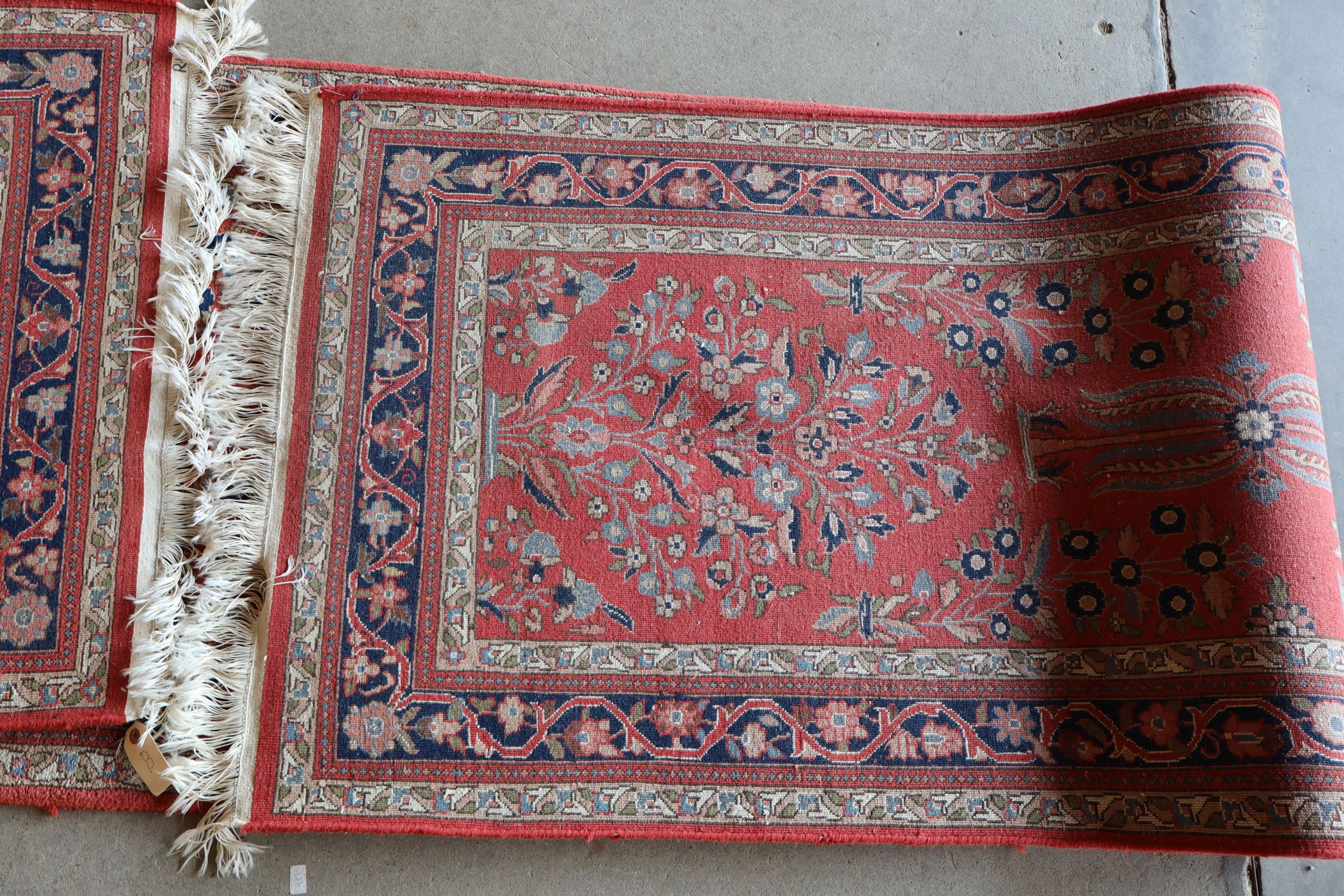 Hand stitched wool runner rug 14ft 32x169