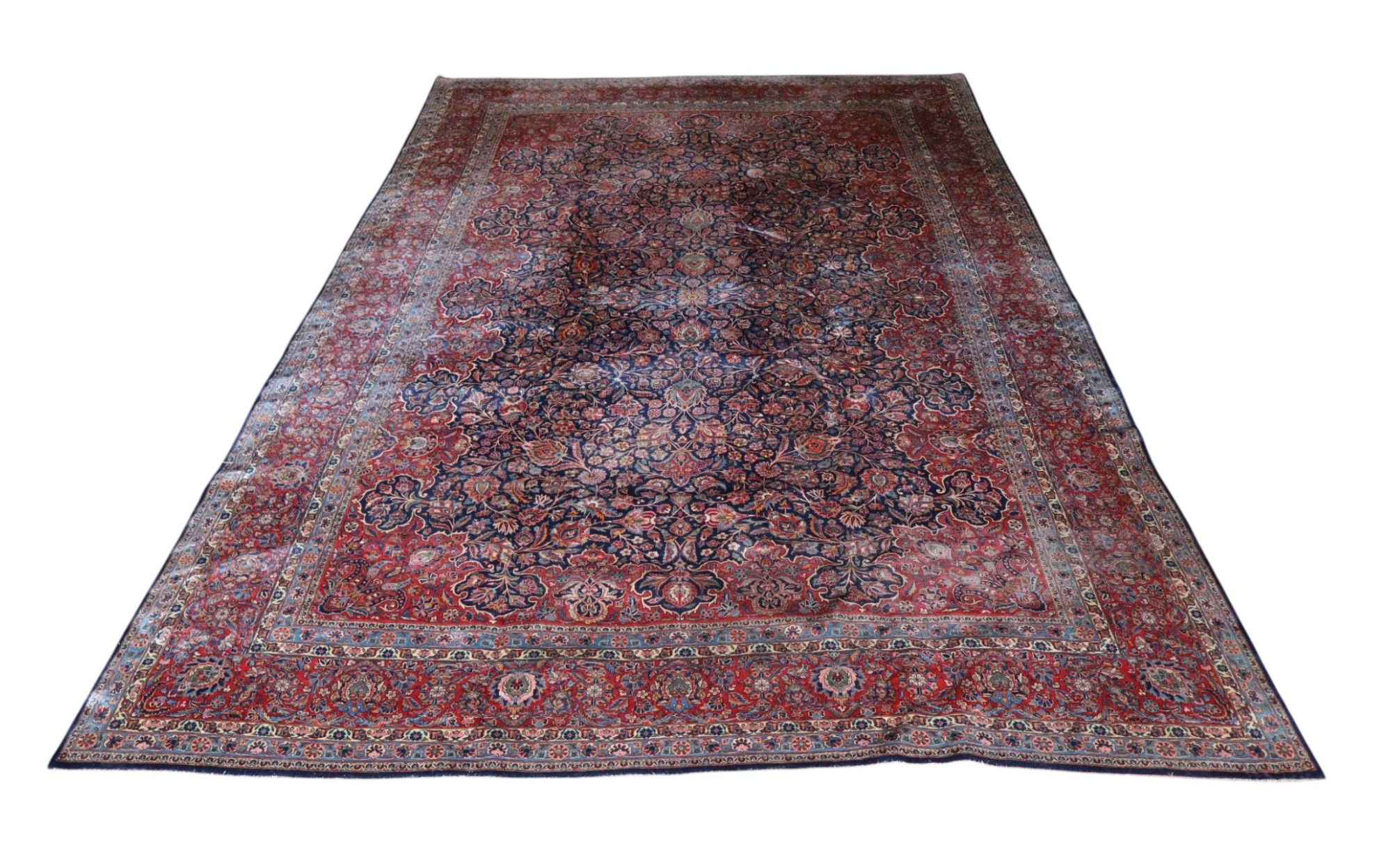 Antique hand stitched room size rug 158" x 120"