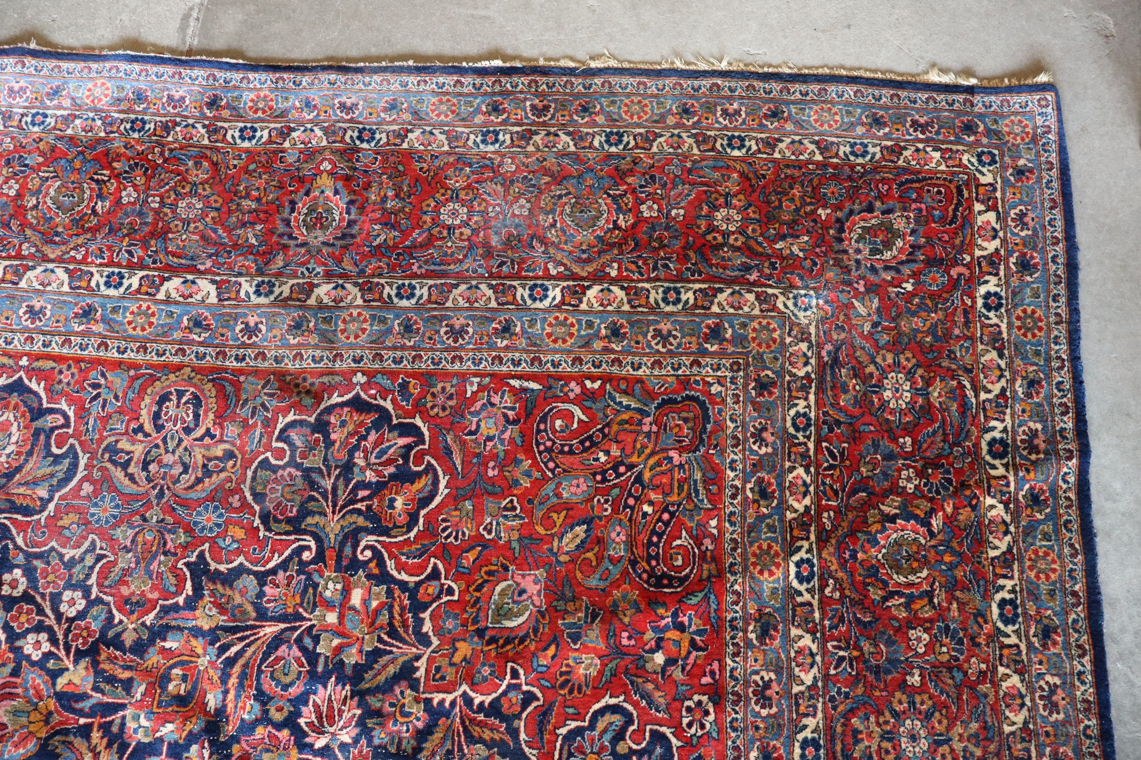Antique hand stitched room size rug 158" x 120"