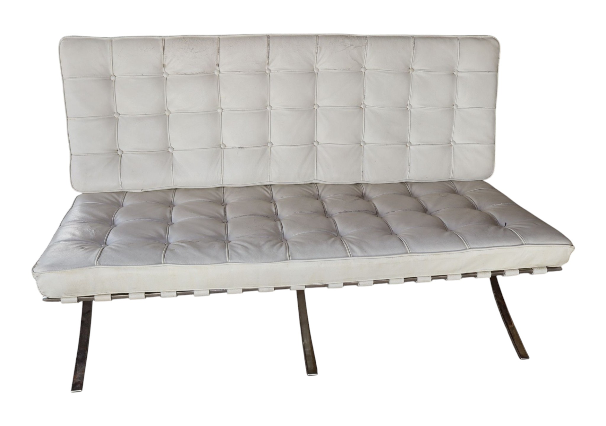 MCM Barcelona Style Settee w/Orig Leather Webbing