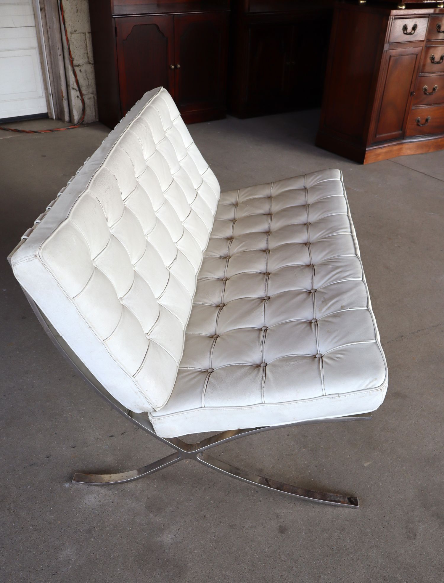 MCM Barcelona Style Settee w/Orig Leather Webbing
