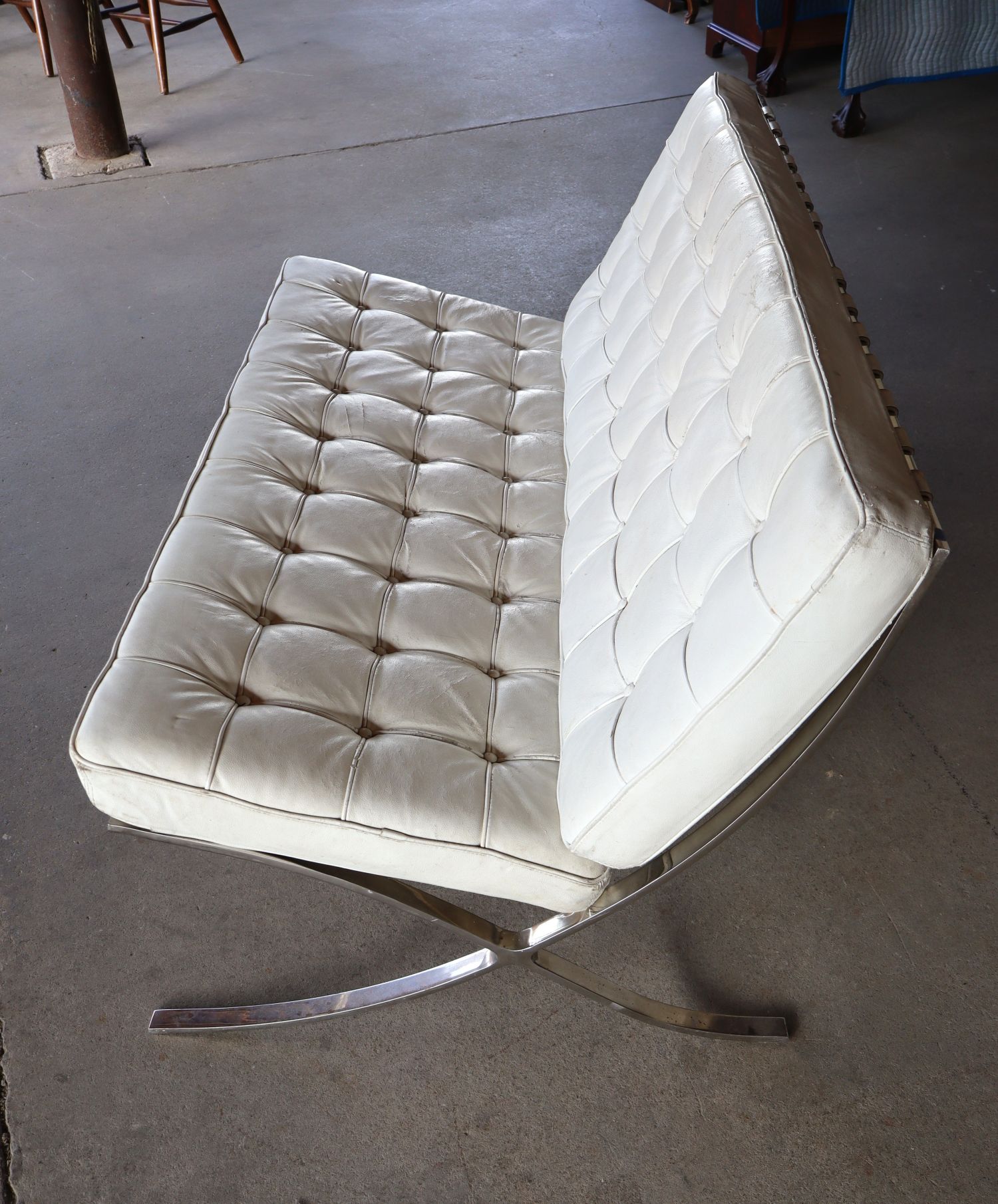MCM Barcelona Style Settee w/Orig Leather Webbing