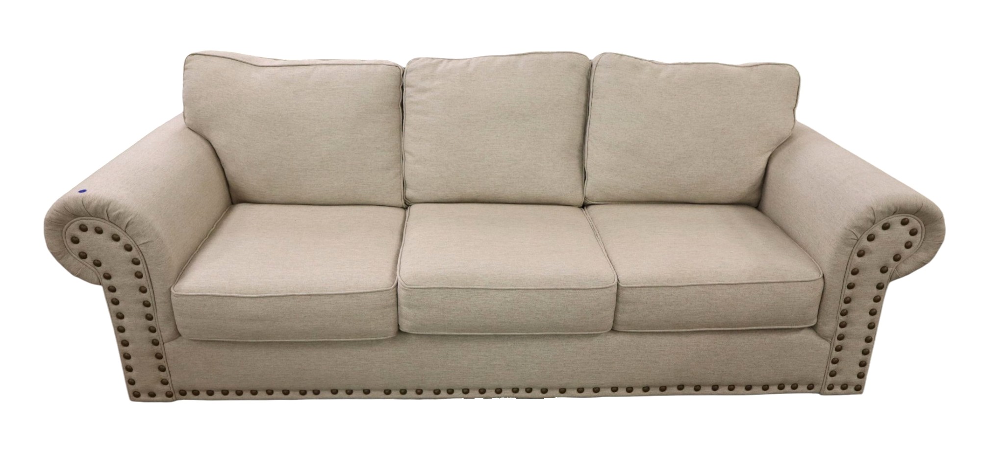 Like NEW 3-Cushion Tweed Decor Sofa w/Tack Trim