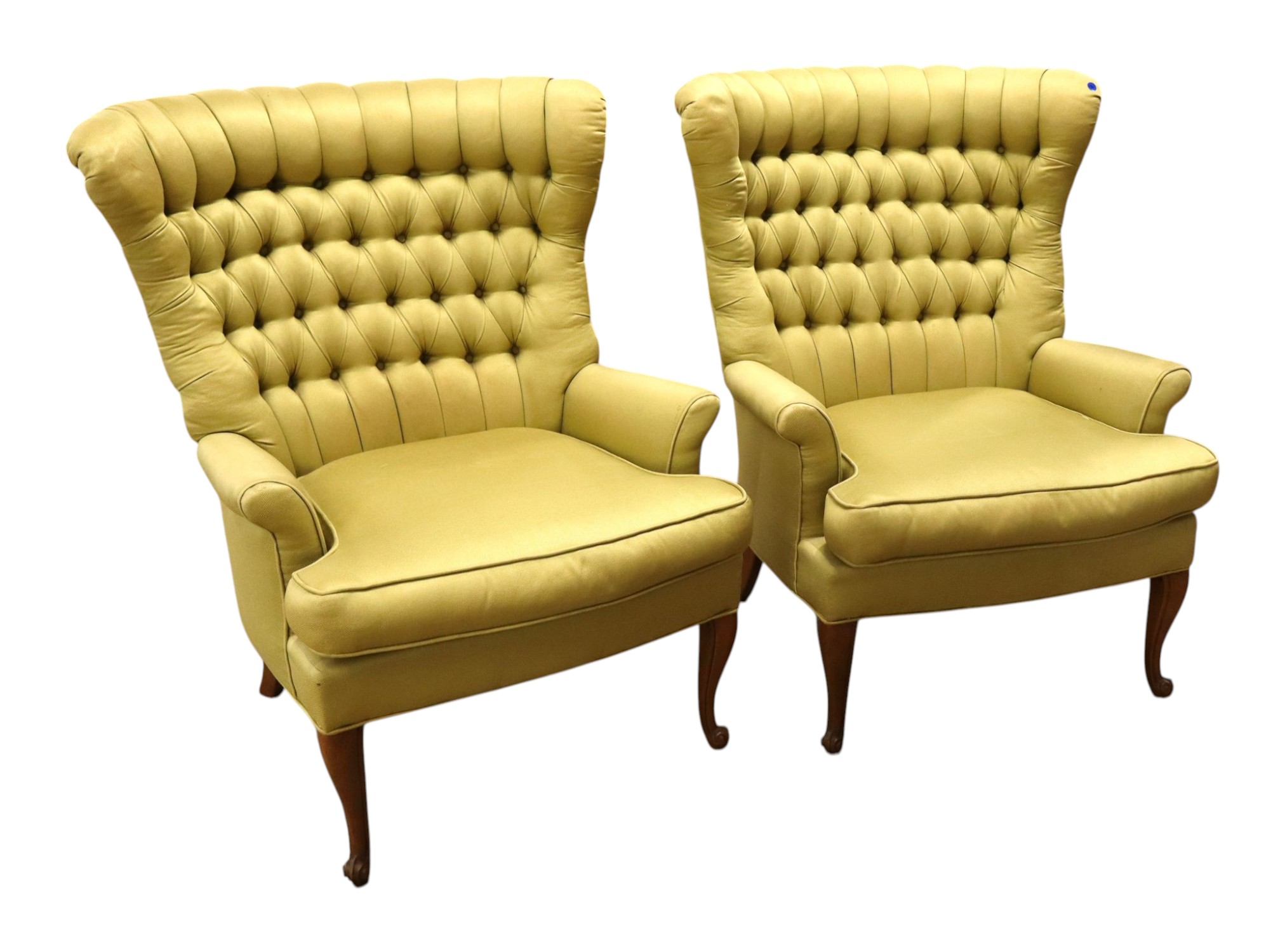 Pr VTG Button Tufted Fireside Chairs Nice Design