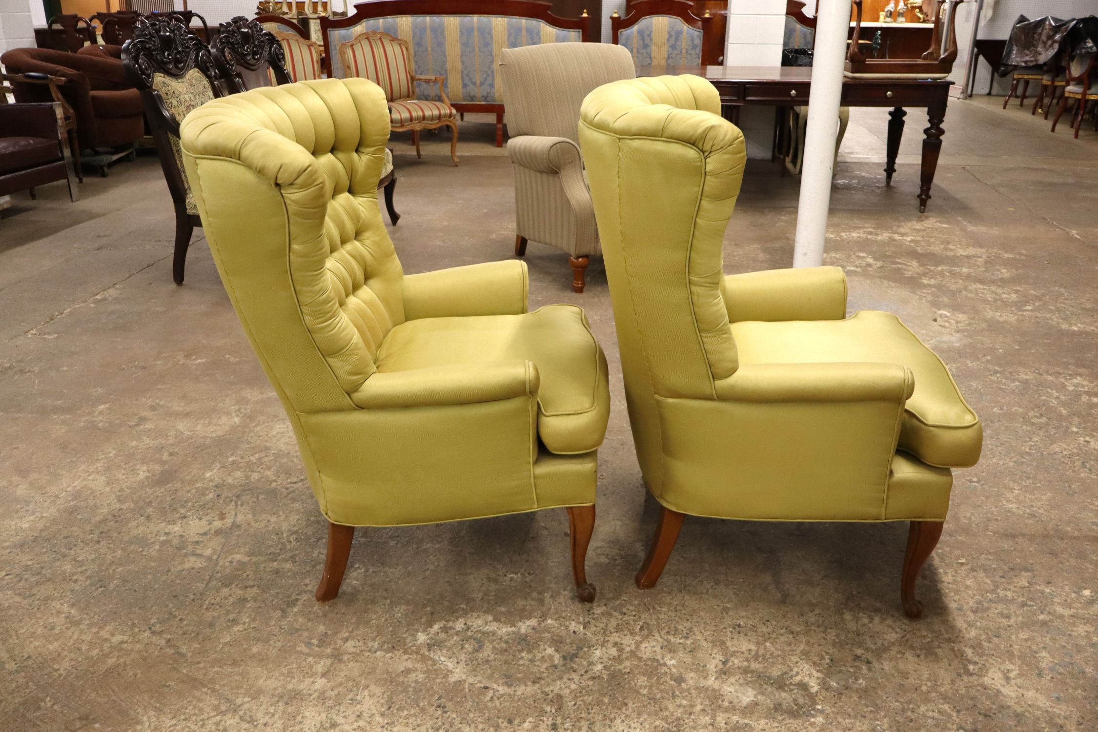 Pr VTG Button Tufted Fireside Chairs Nice Design