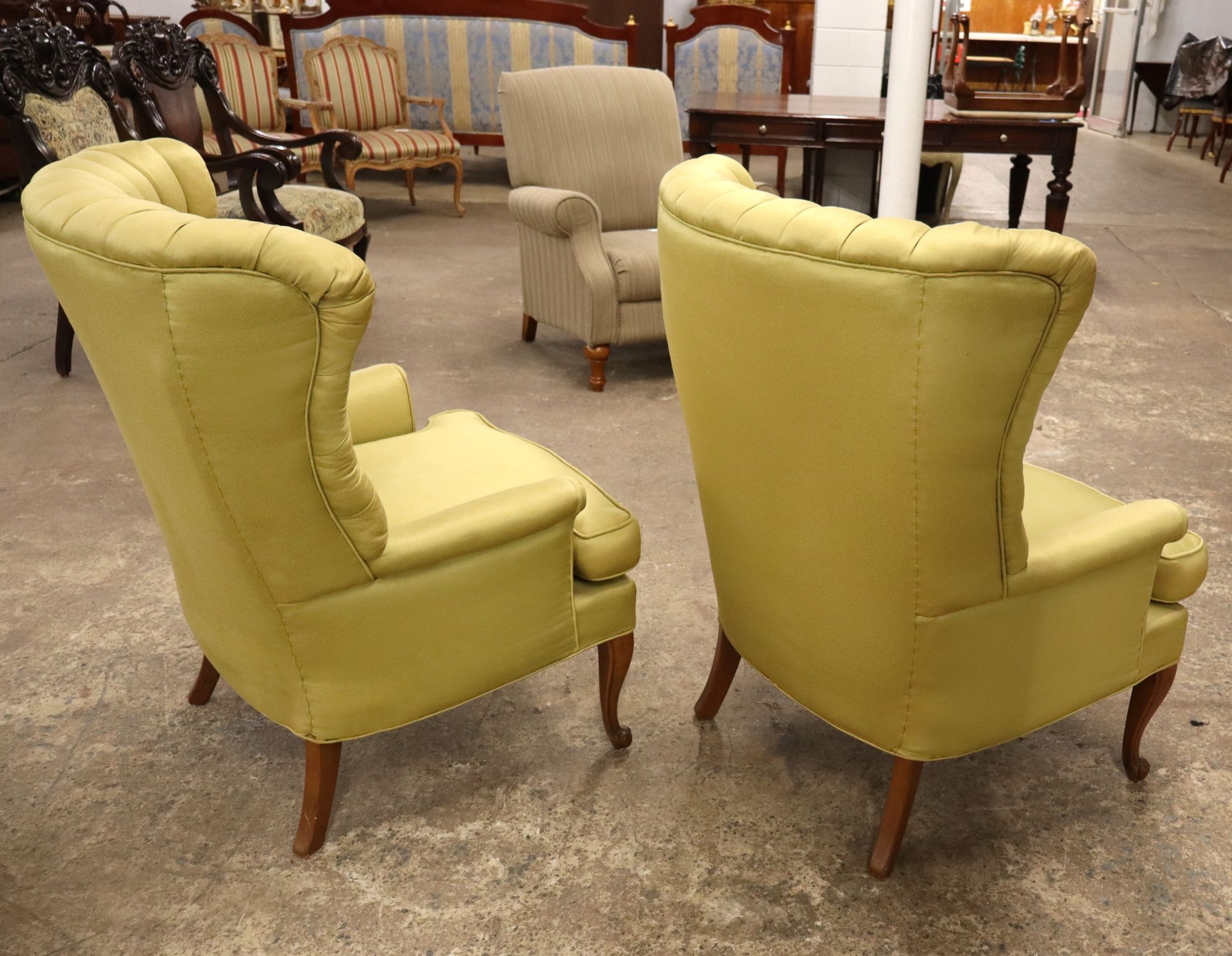 Pr VTG Button Tufted Fireside Chairs Nice Design