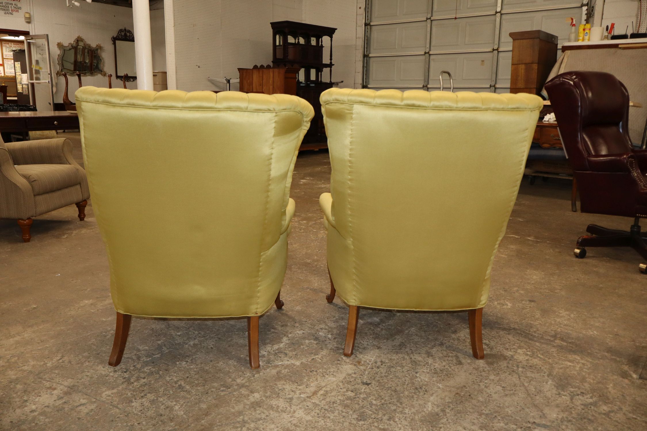 Pr VTG Button Tufted Fireside Chairs Nice Design
