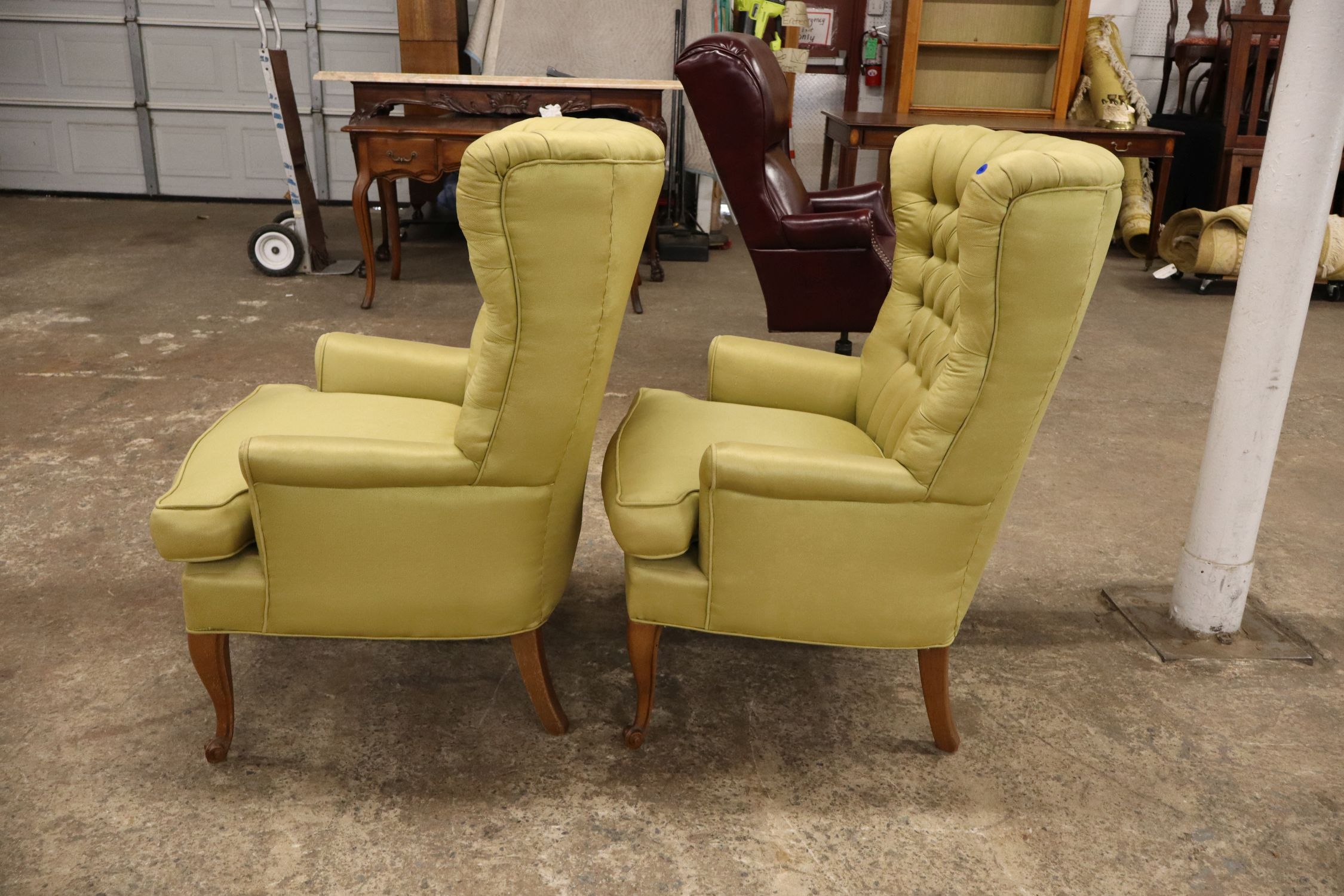 Pr VTG Button Tufted Fireside Chairs Nice Design