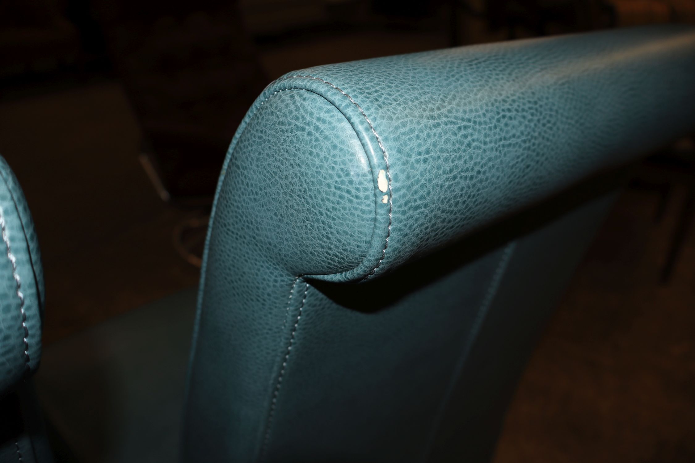 Pr Modern Blue Leather Dining Side Chairs