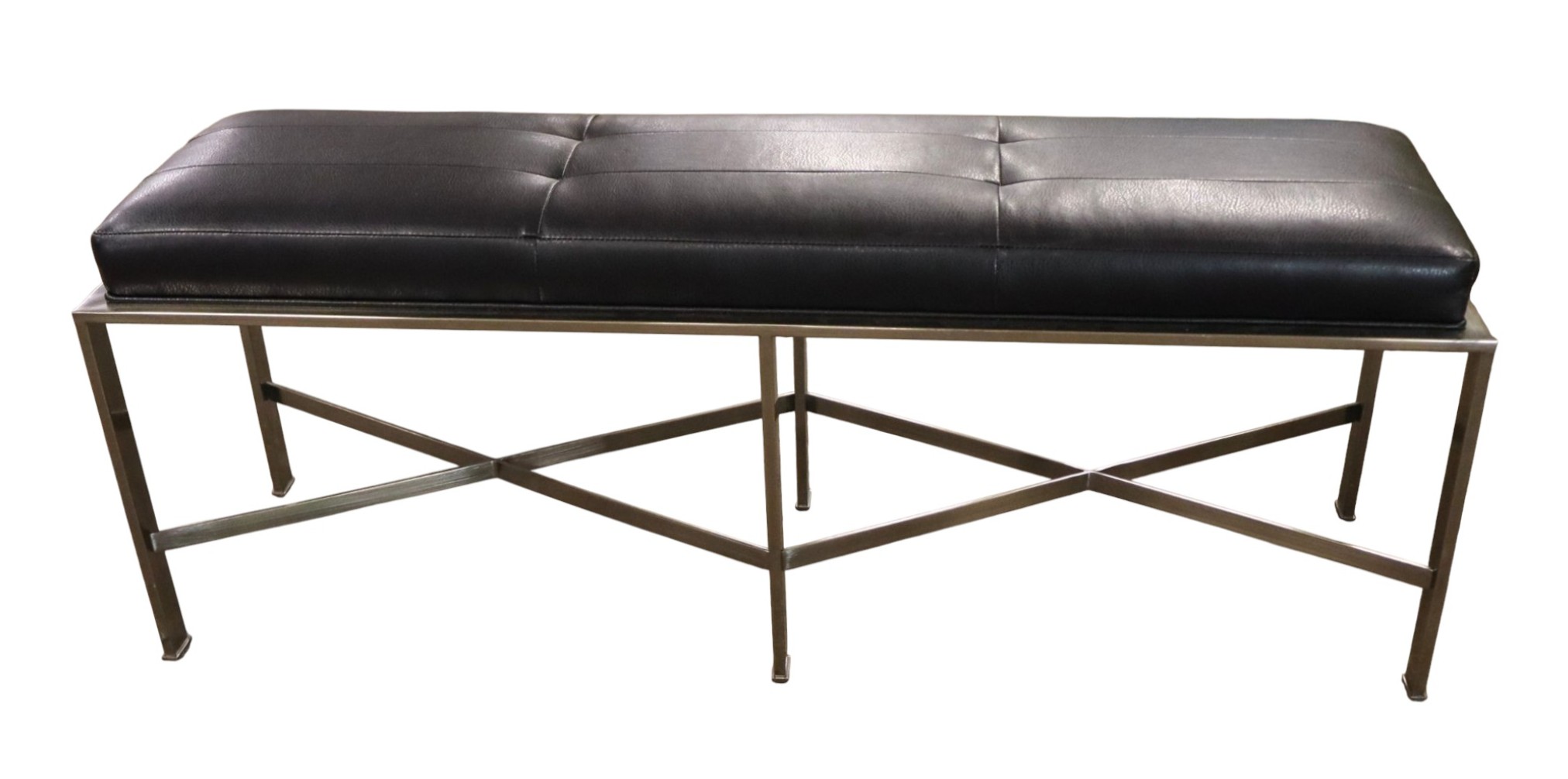 Vanguard Leather Top Metal Bench 6 Leg Seat