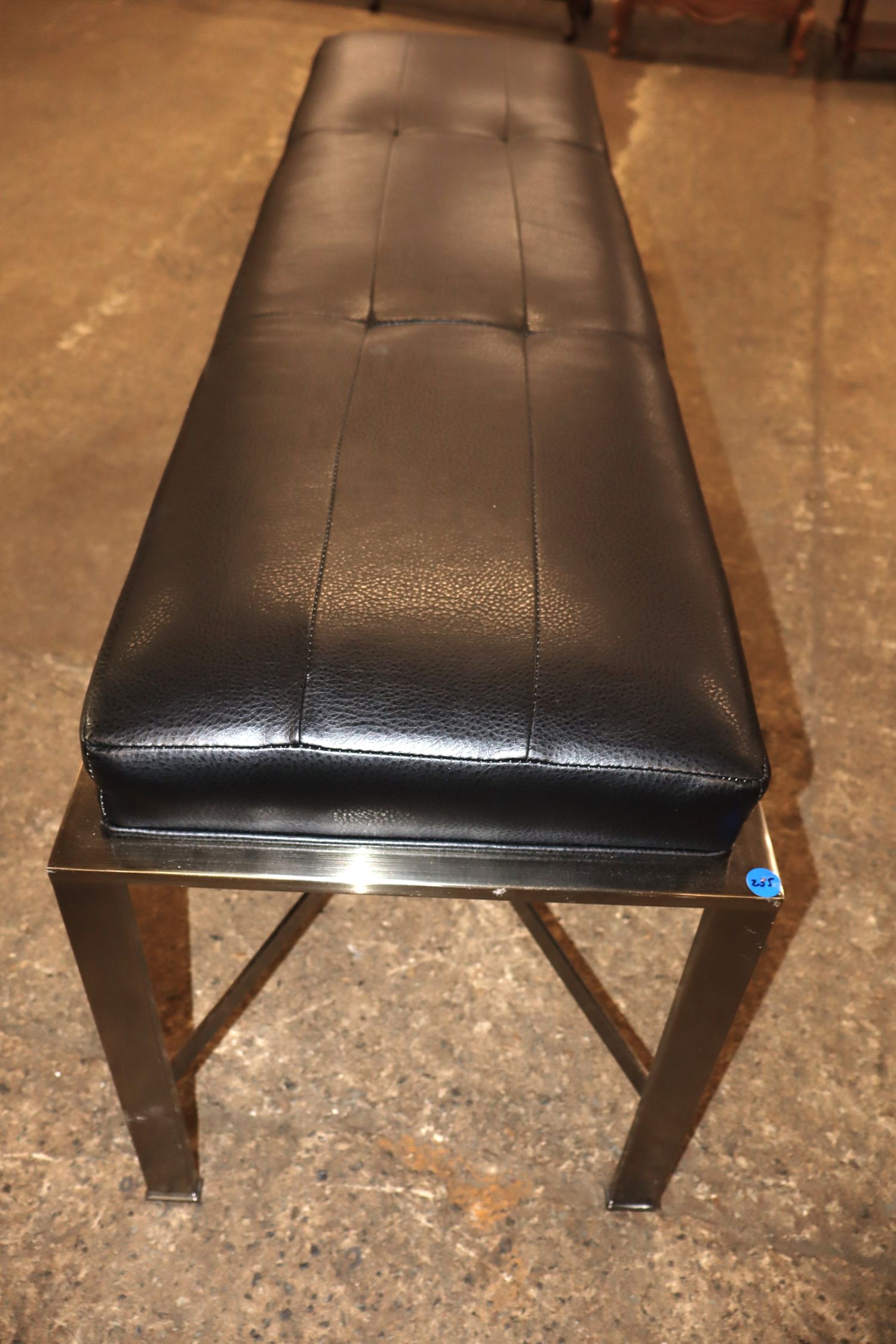 Vanguard Leather Top Metal Bench 6 Leg Seat