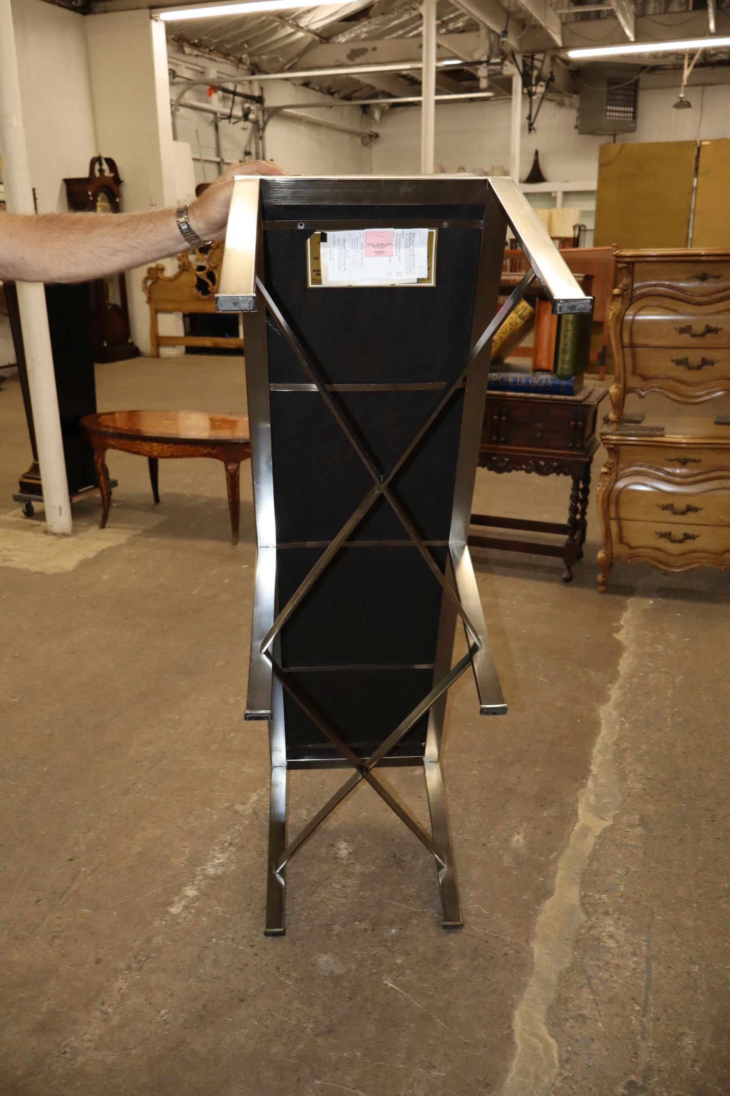 Vanguard Leather Top Metal Bench 6 Leg Seat