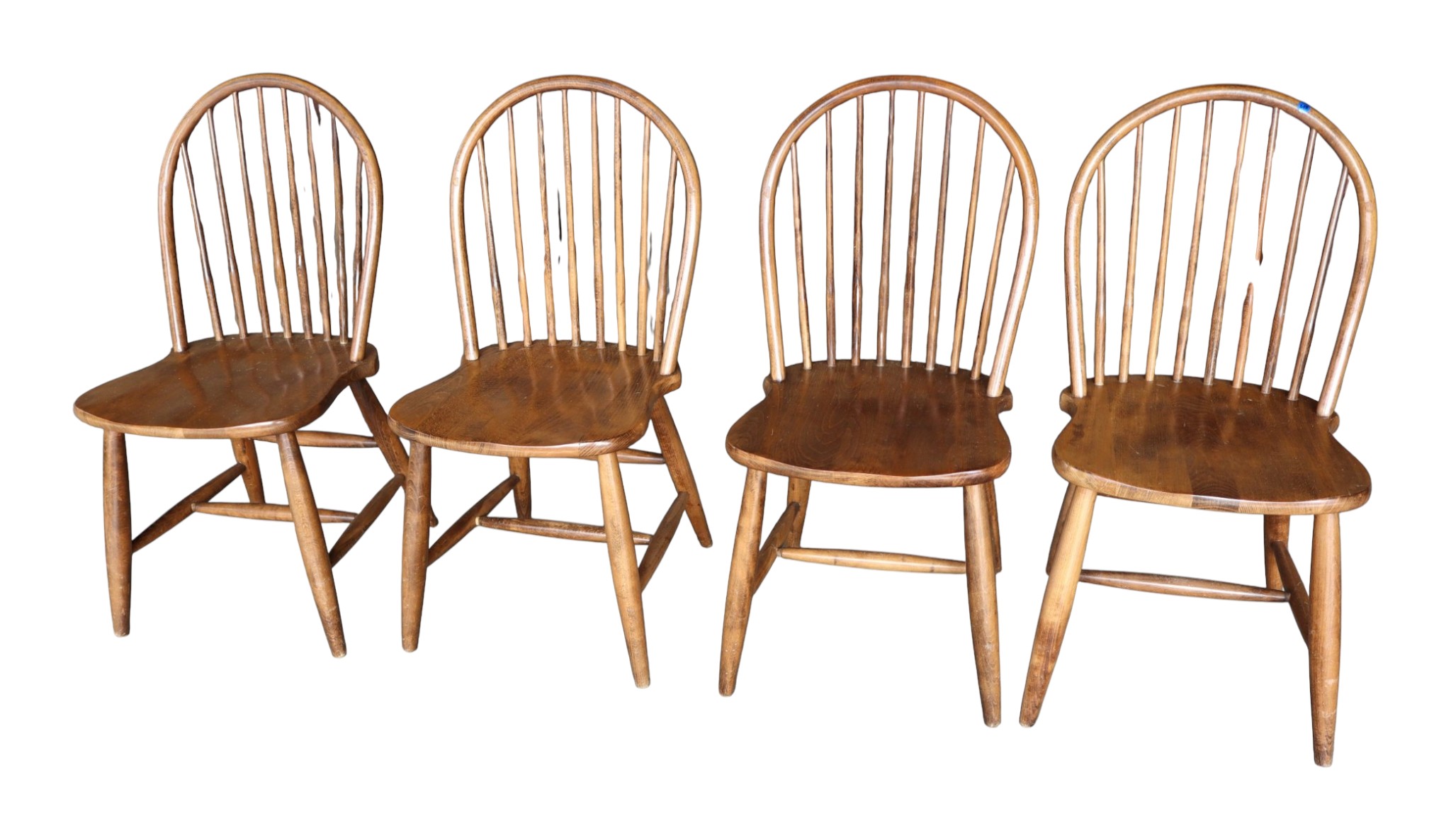 Set 4 Bentwood Maple Plank Seat Kitchen Chairs