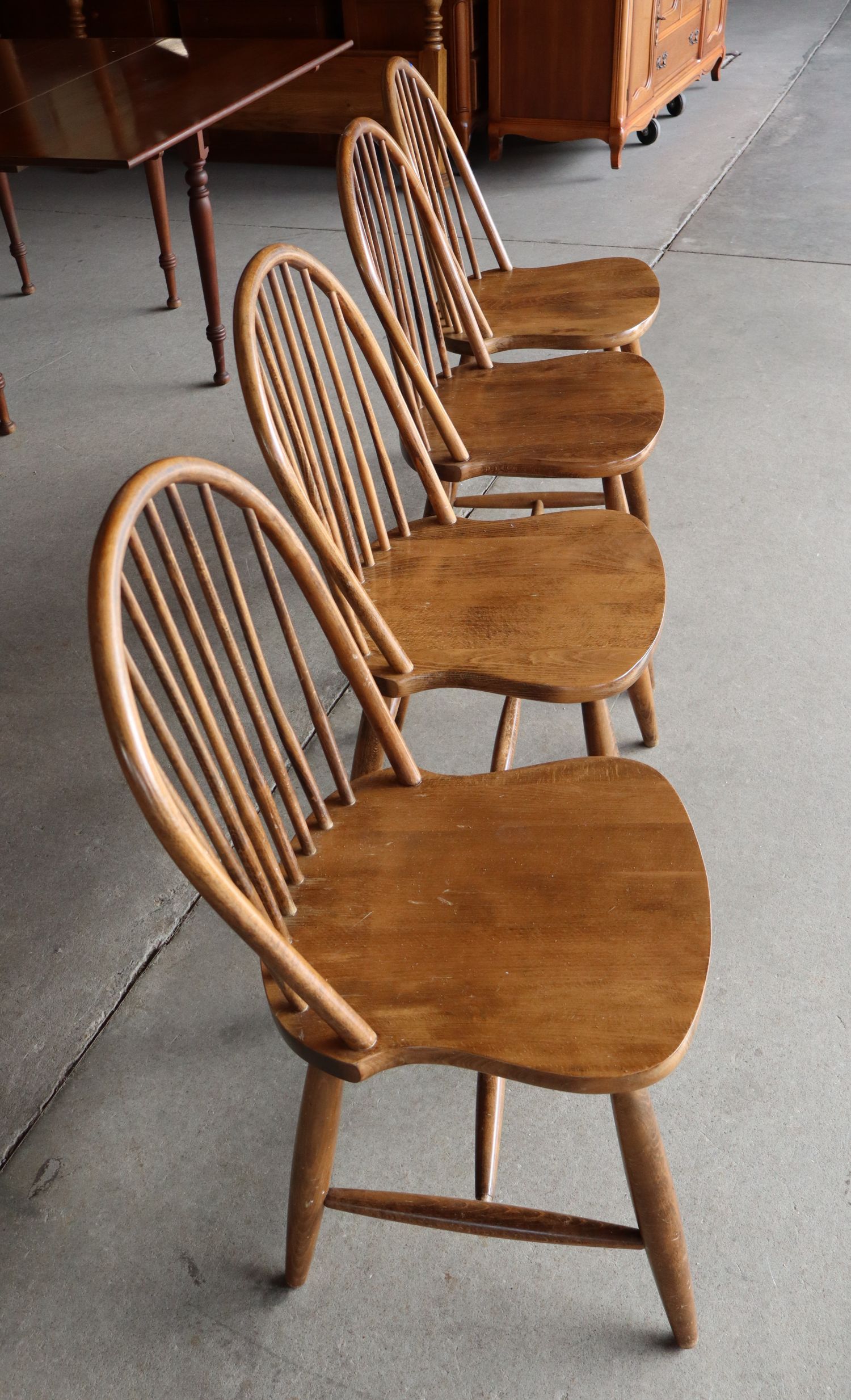 Set 4 Bentwood Maple Plank Seat Kitchen Chairs