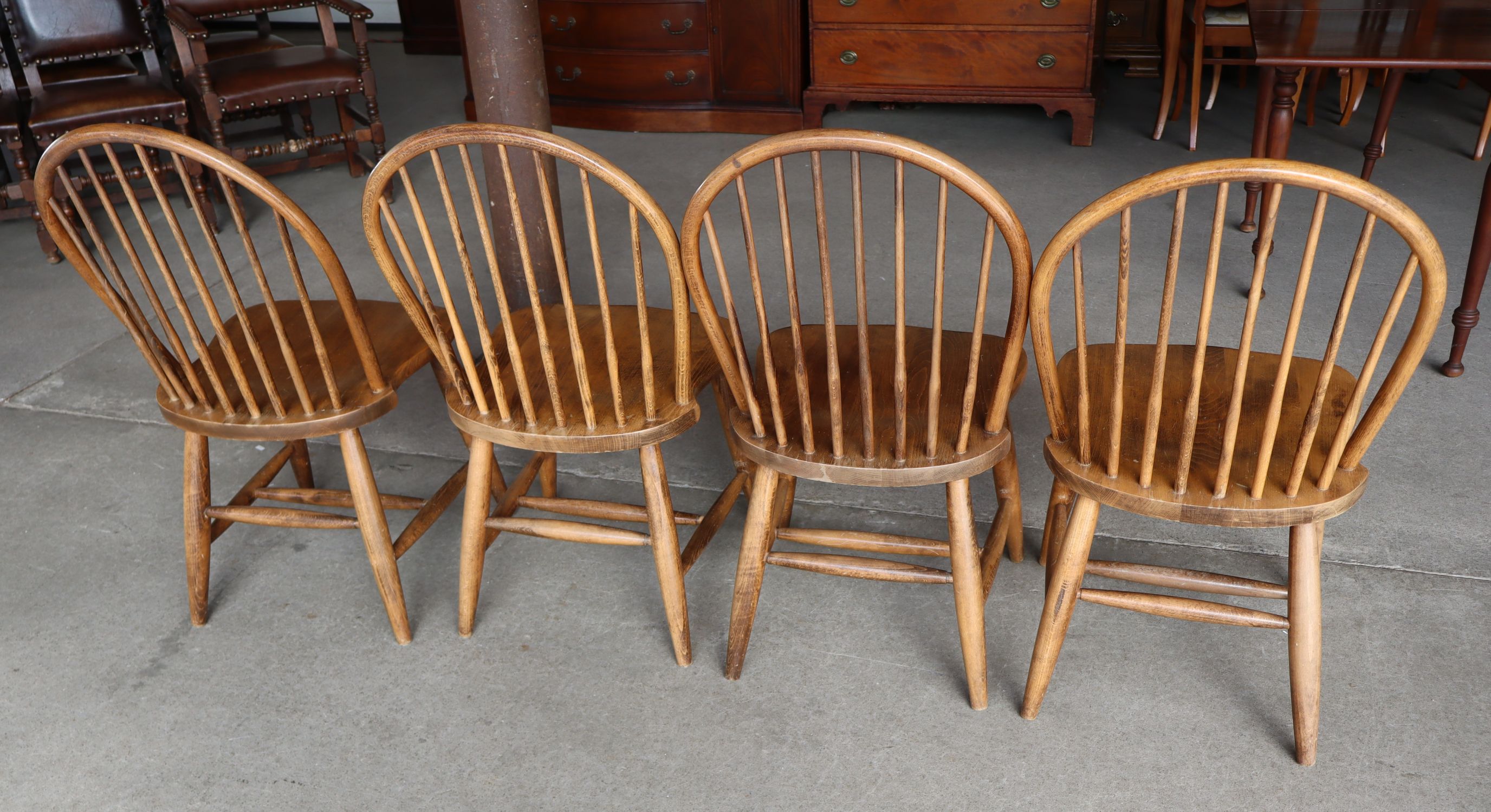 Set 4 Bentwood Maple Plank Seat Kitchen Chairs