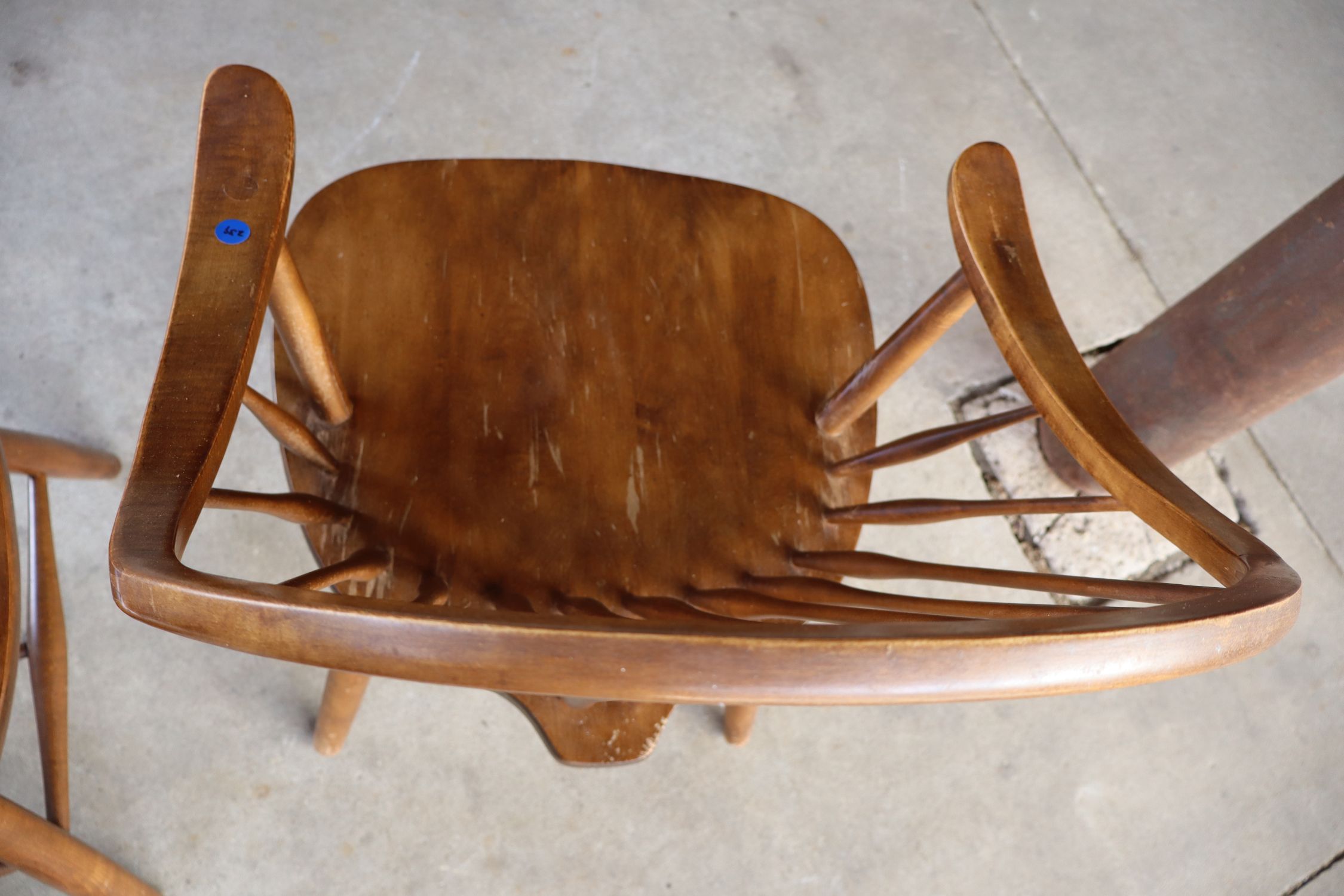 Set 4 Maple Windsor Brace Back Arm Chairs