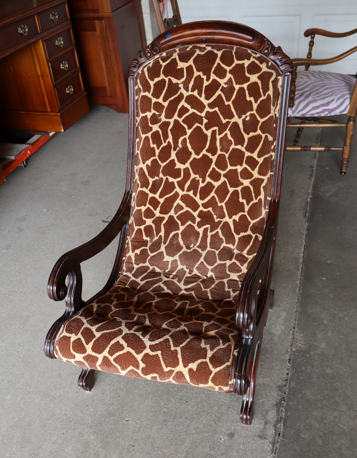 Antq Victorian Wal Uphol Parlor Chair Orig