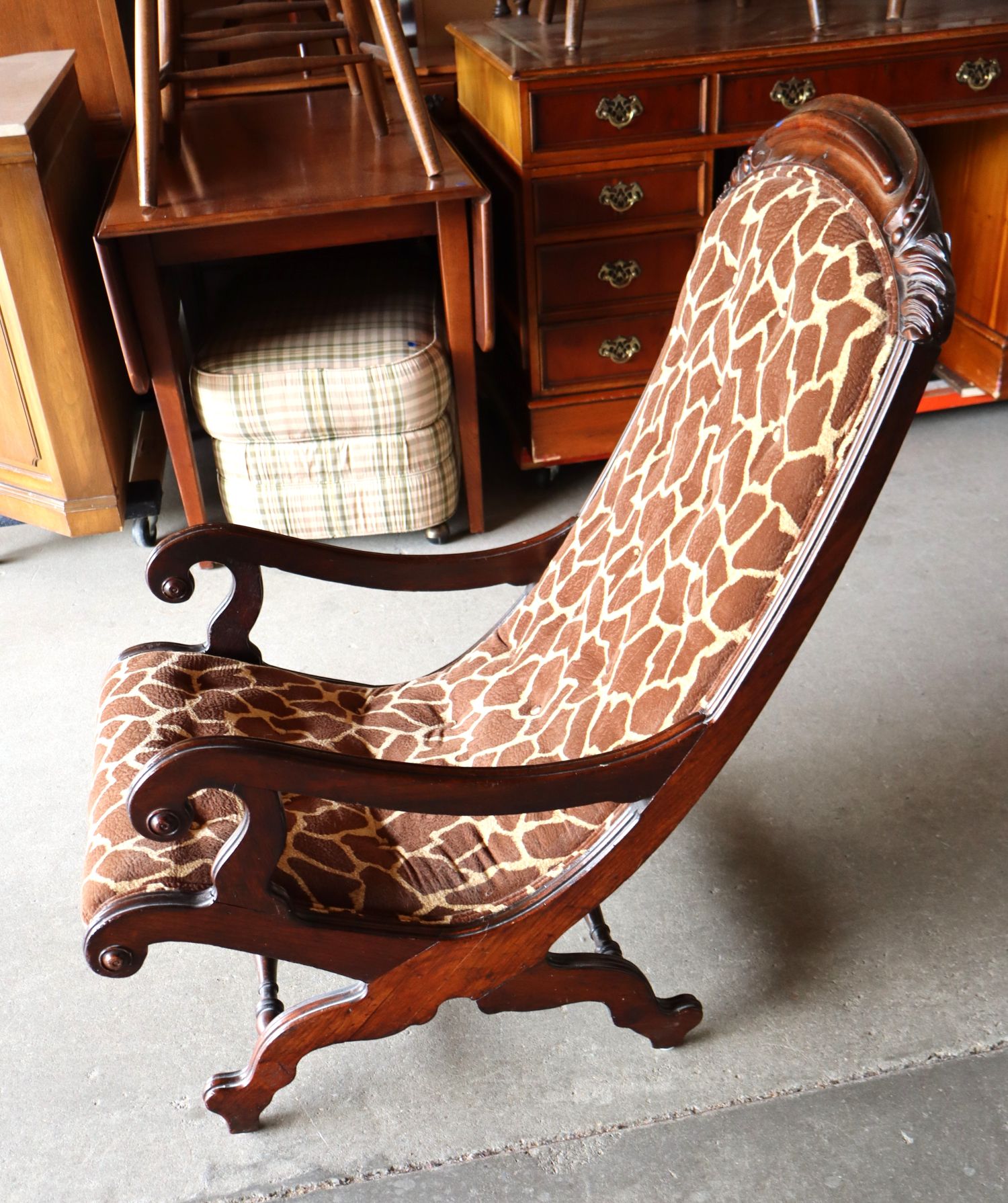 Antq Victorian Wal Uphol Parlor Chair Orig