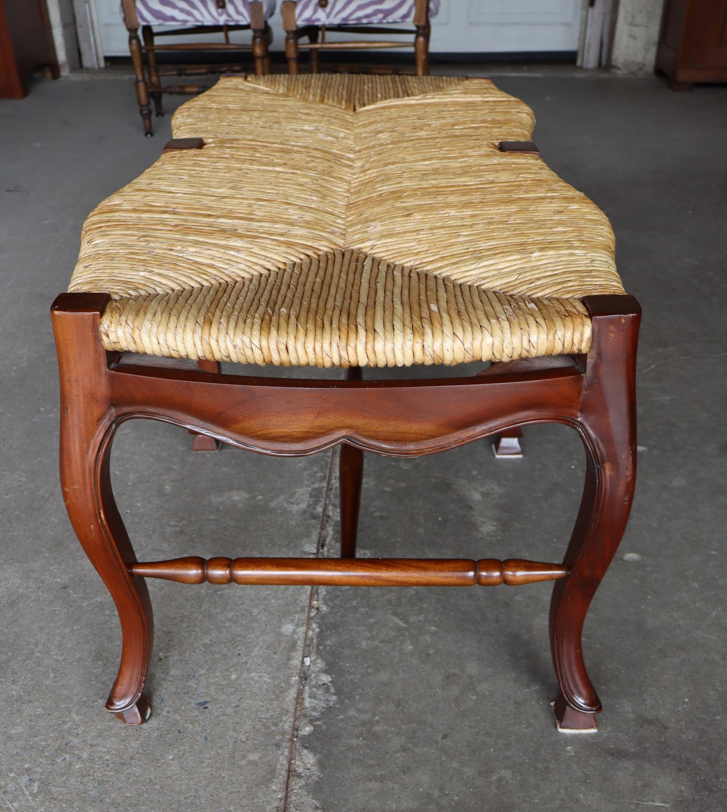 FR Solid Cherry 6 Leg Rush Seat Bench Orig