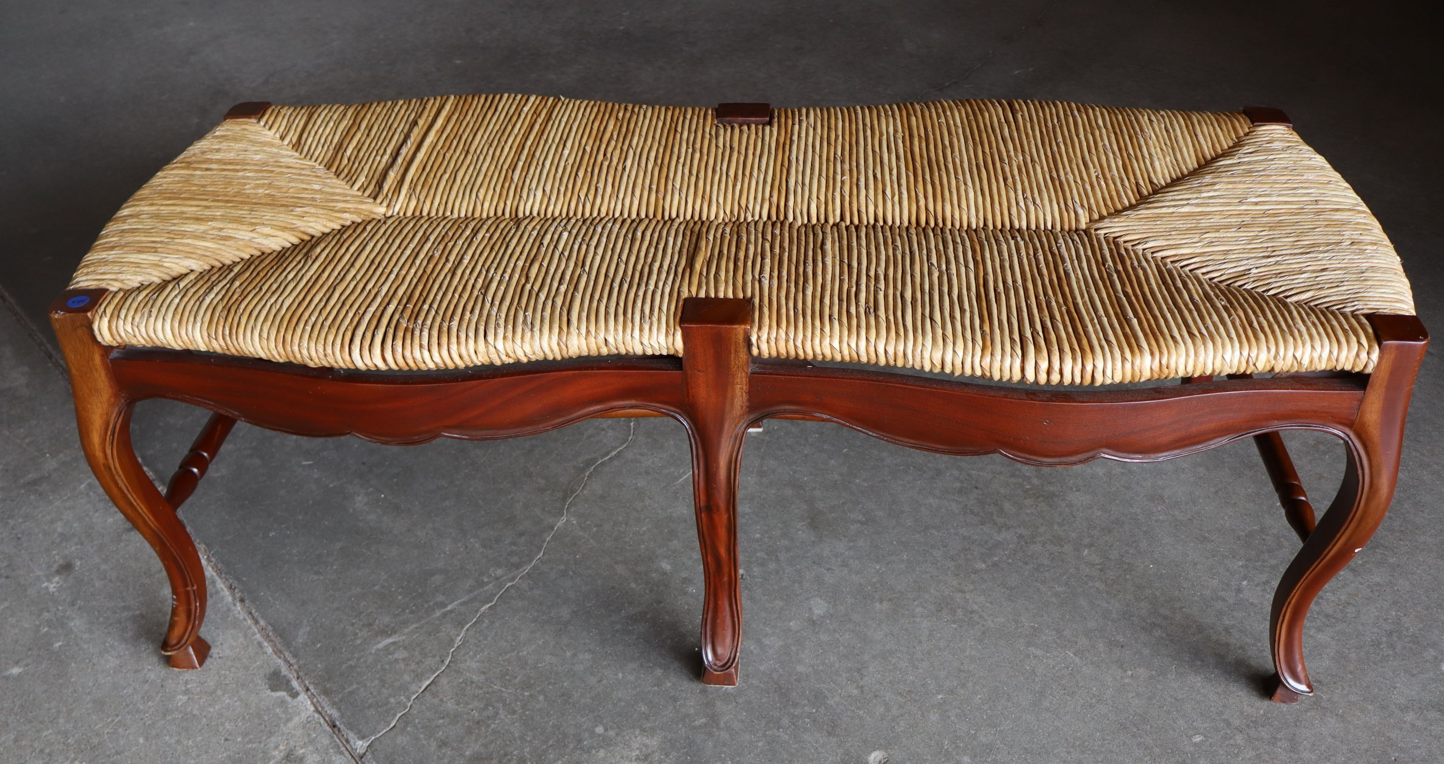 FR Solid Cherry 6 Leg Rush Seat Bench Orig