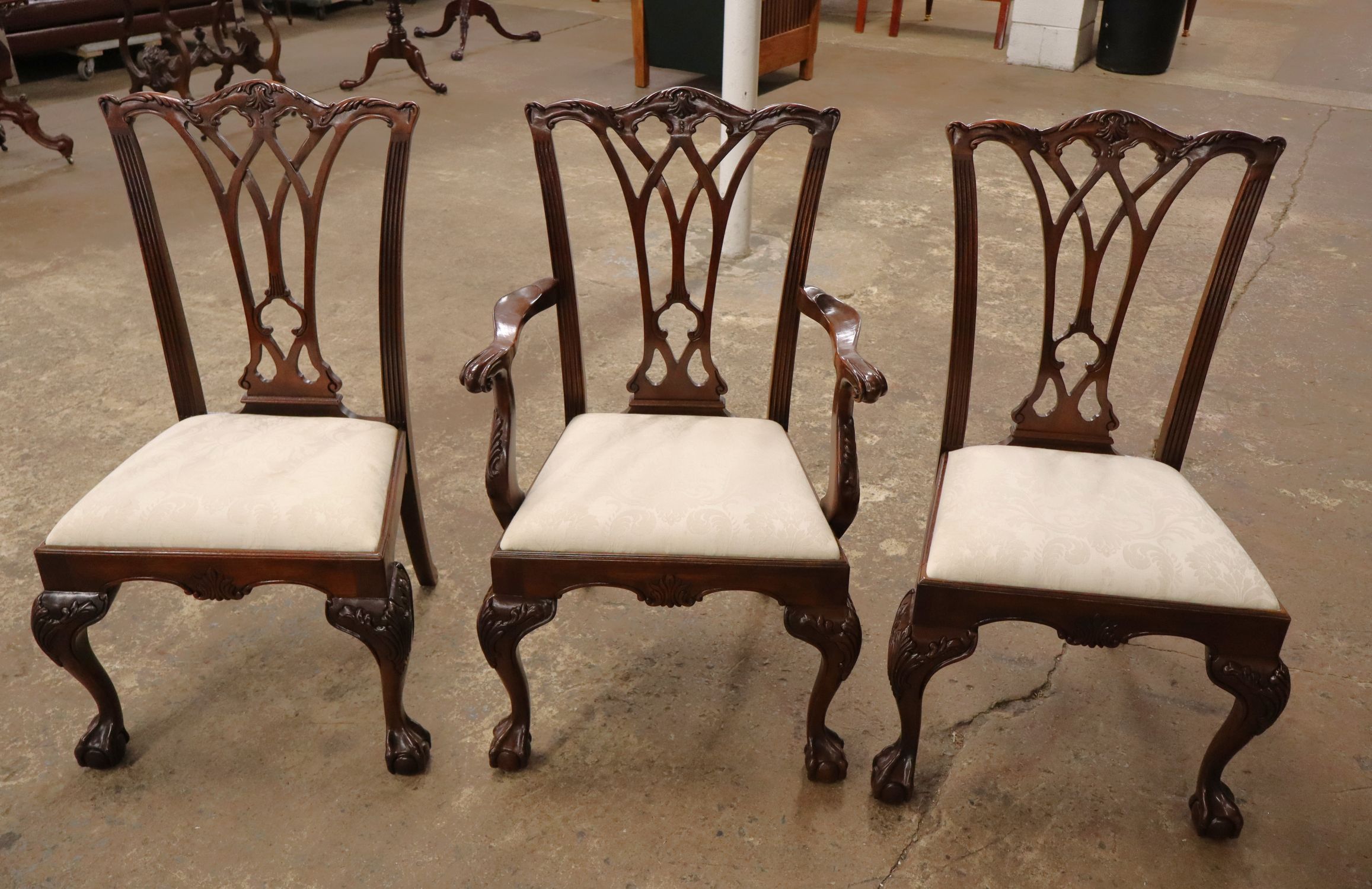 Drexel 7 Pc Burl Walnut Triple Banded Dining Set