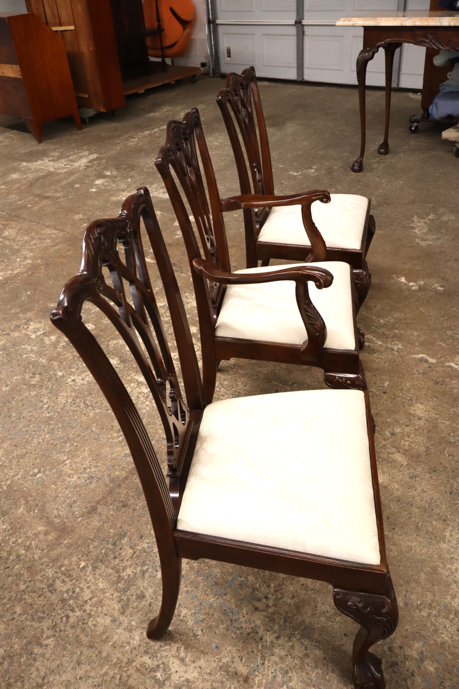 Drexel 7 Pc Burl Walnut Triple Banded Dining Set