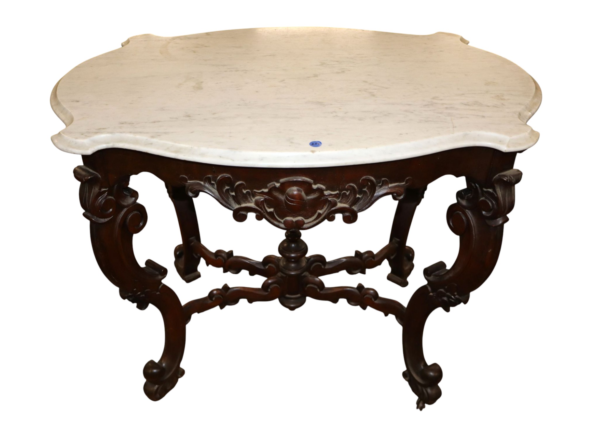 Antq Victorian Turtle Top Marble Wal Rose Table