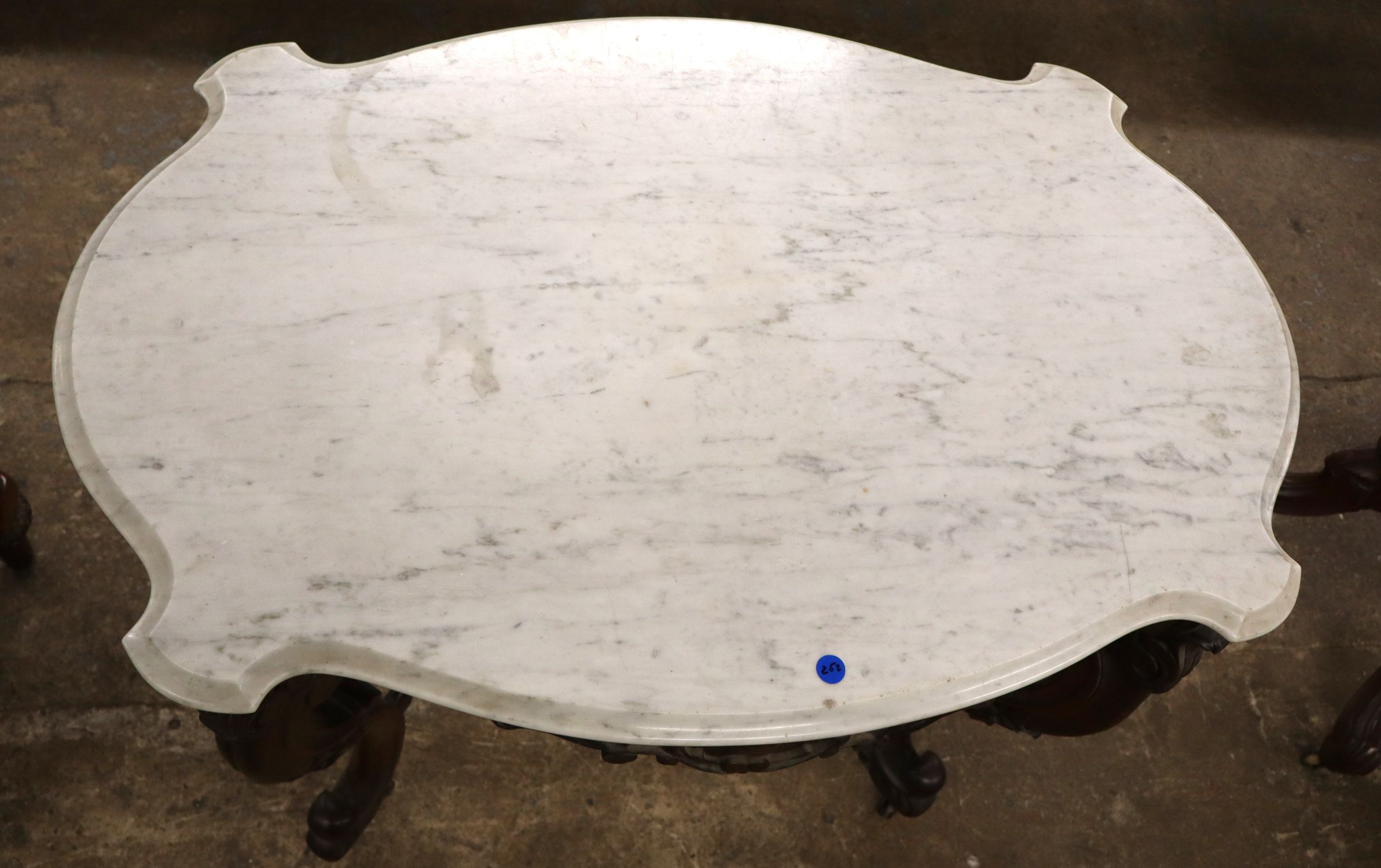 Antq Victorian Turtle Top Marble Wal Rose Table